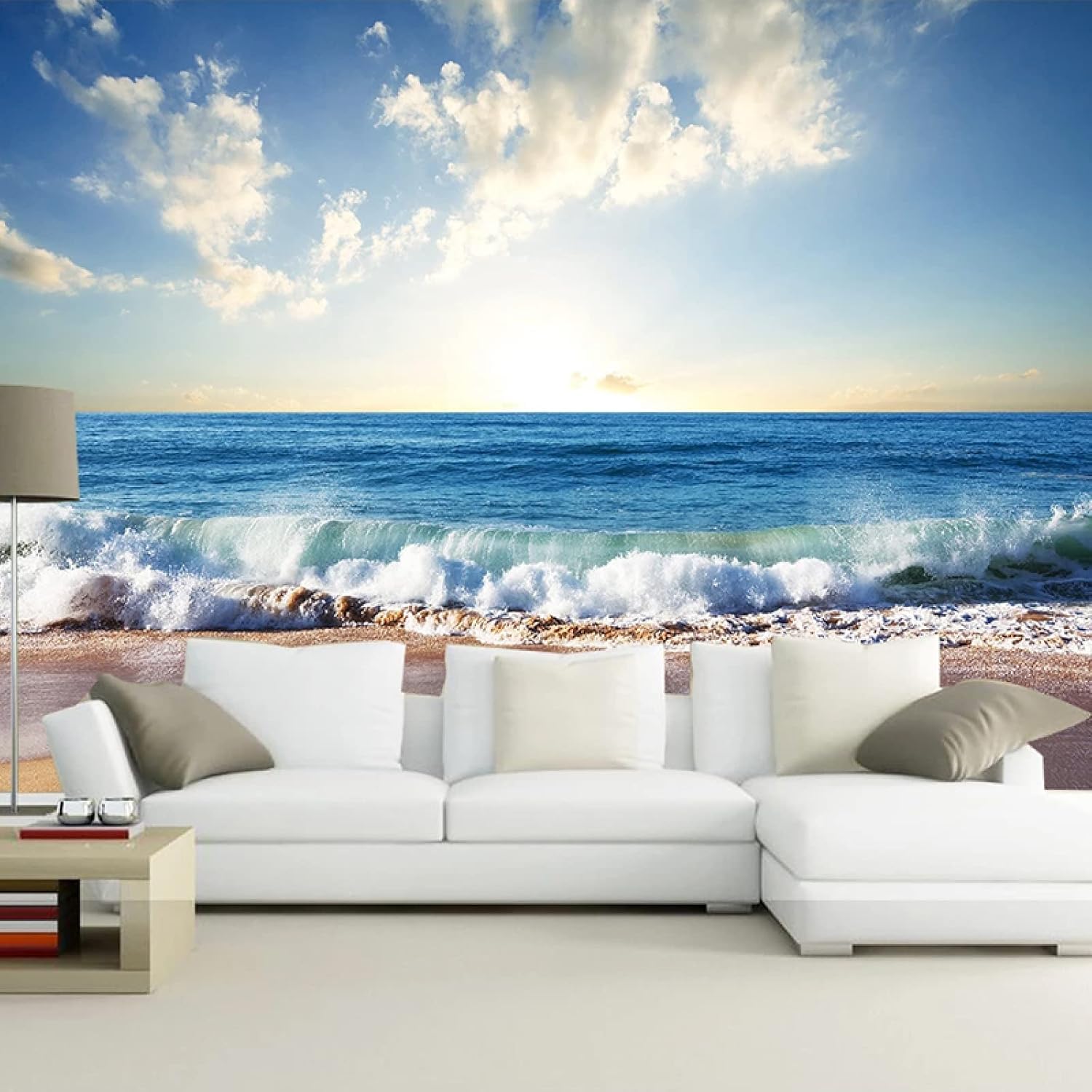 Papier peint 3D mer XLMING pour agrandir un salon ou une chambre