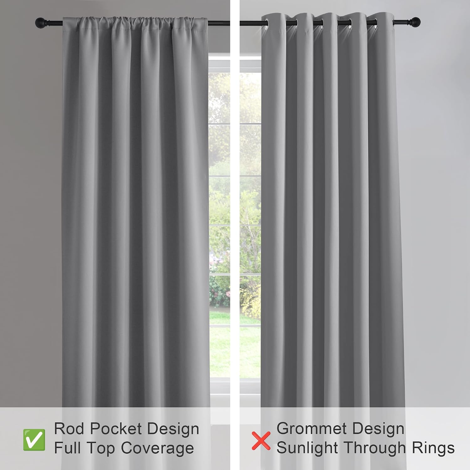 PONY DANCE Curtains for Living Room - Window Covering Curtains and Drapes Modern Design Drapes Energy Efficient for Bedroom Home, 42" W x 72" L, Silver Grey, Set of 2 image 4