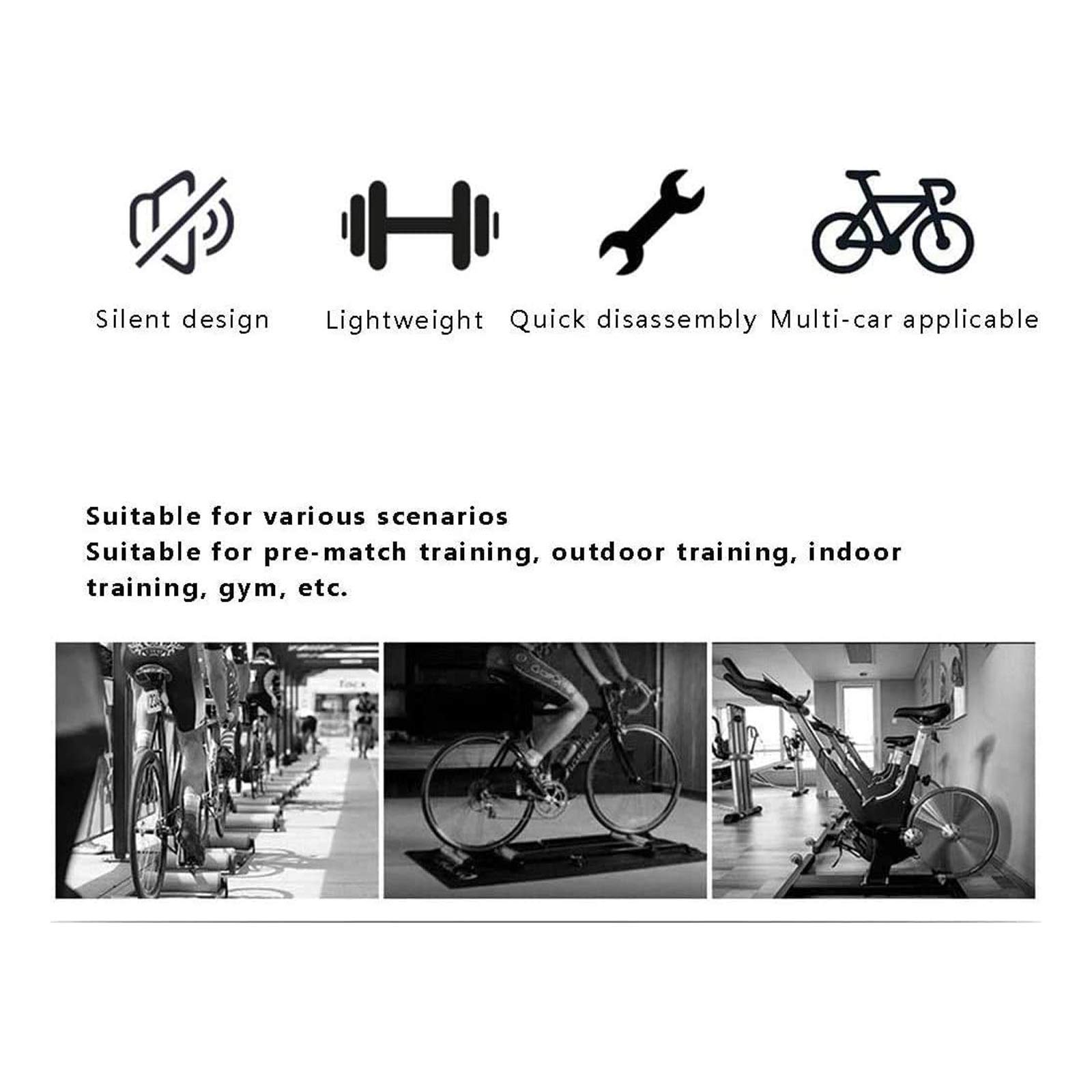 Roulettes Pour Vélo Stationnaire – 4 Pièces, 80x40 Mm, Installation Sans Outil, Mobilité Facile, Noir