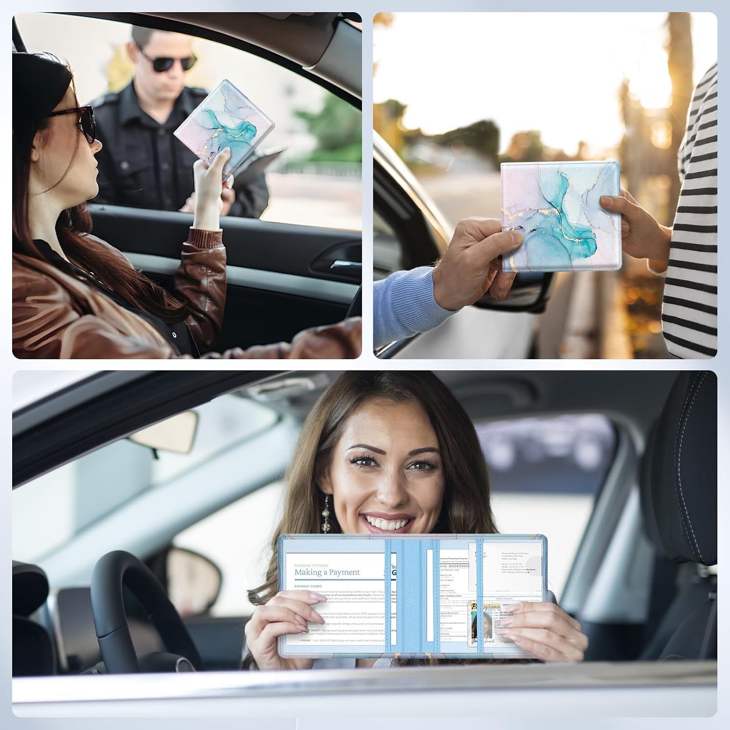 Car Registration and Insurance Card Holder，Vehicle Glove Box Car Organizer，Accessories Case for Storing Driving Licences, Cards, Documents image 3