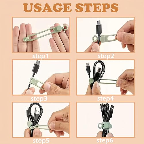 Vista 7 de Organizador de Cables de Datos, Sujetadores de Cables de Silicona Actualizados Reutilizables Organizador de Gestión de Cables, Organizadores