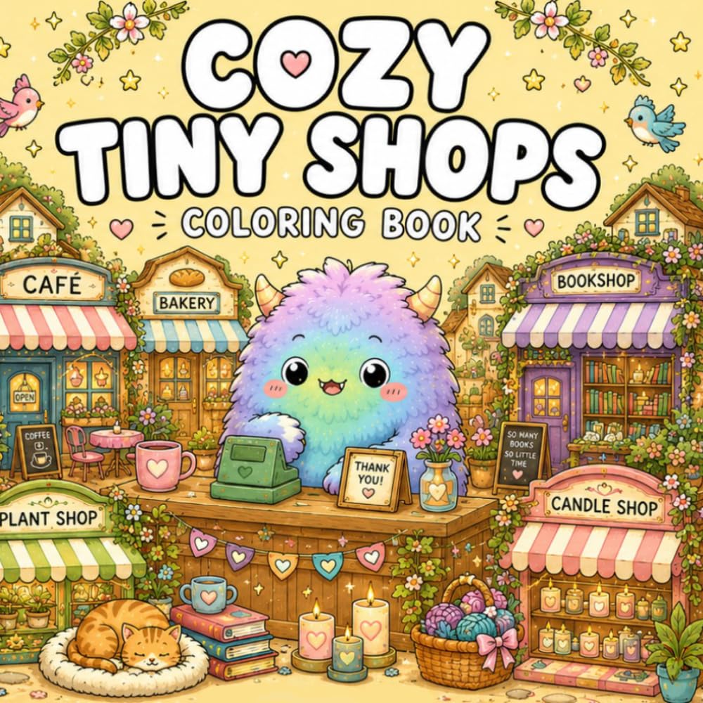 Cozy Tiny Shops Coloring Book