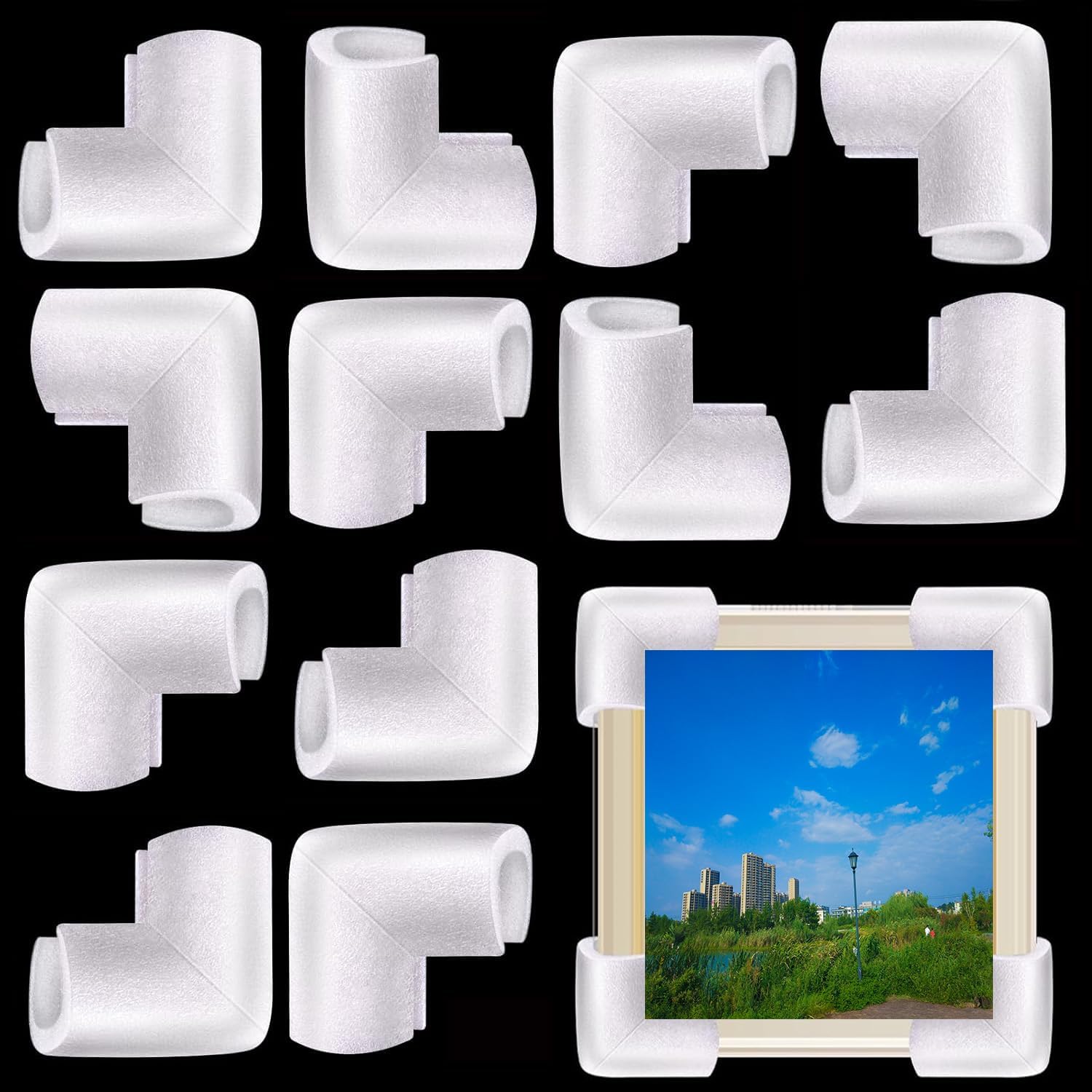 Havihaki 12Pcs Foam Corner Protectors For Moving TV, Picture Frame, Mirror, Frame Edge Protection Corners for Artworks Shipping, Packing Material