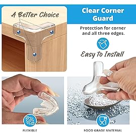 Furniture Corner & Edge Safety Bumpers, 16ft Edge Protector & 4 Clear Corner Protector Baby Proofing. Clear Corner Guards for Corner Table Protector for Kids. Cabinet Edge Protector & Corner Bumpers
