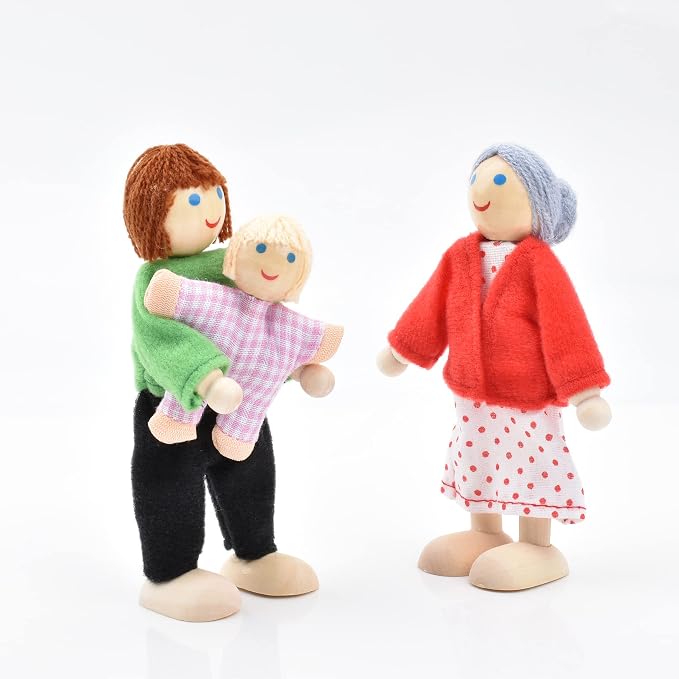 Set de muñecos de madera 10 piezas juguete para niños miniatura 4