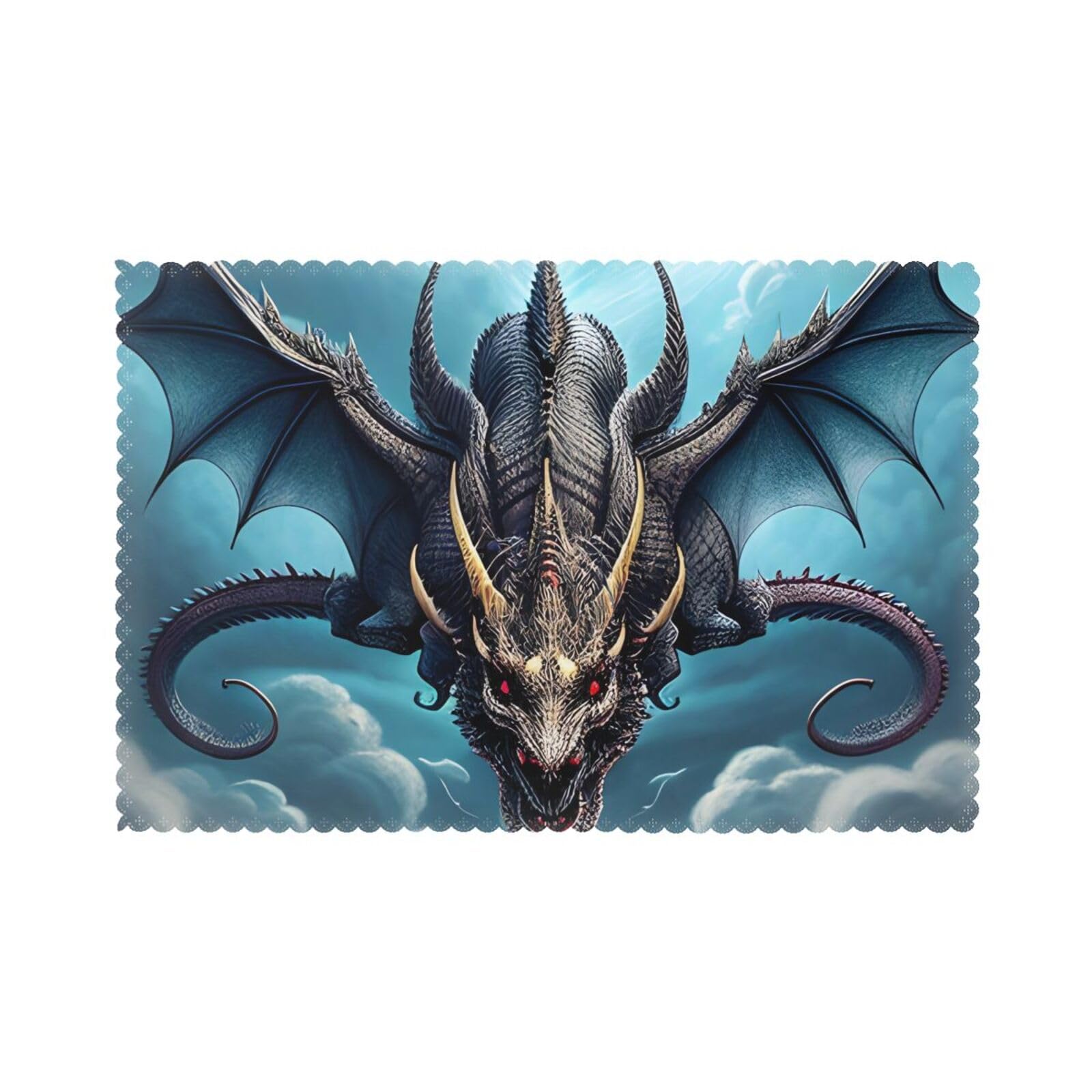 Flying Dragon Placemat set of 6, oil-proof and insulated dining table placemats, washable and wipeable.