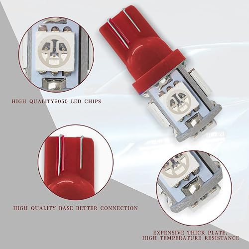 Miniatura 10 de RBOKO 10 bombillas LED de 194 de 6000 K cuña T10 bombillas LED 5SMD 5050 chips, 168 T10 2825 5SMD DC 12V bombillas de repuesto para cúpula de