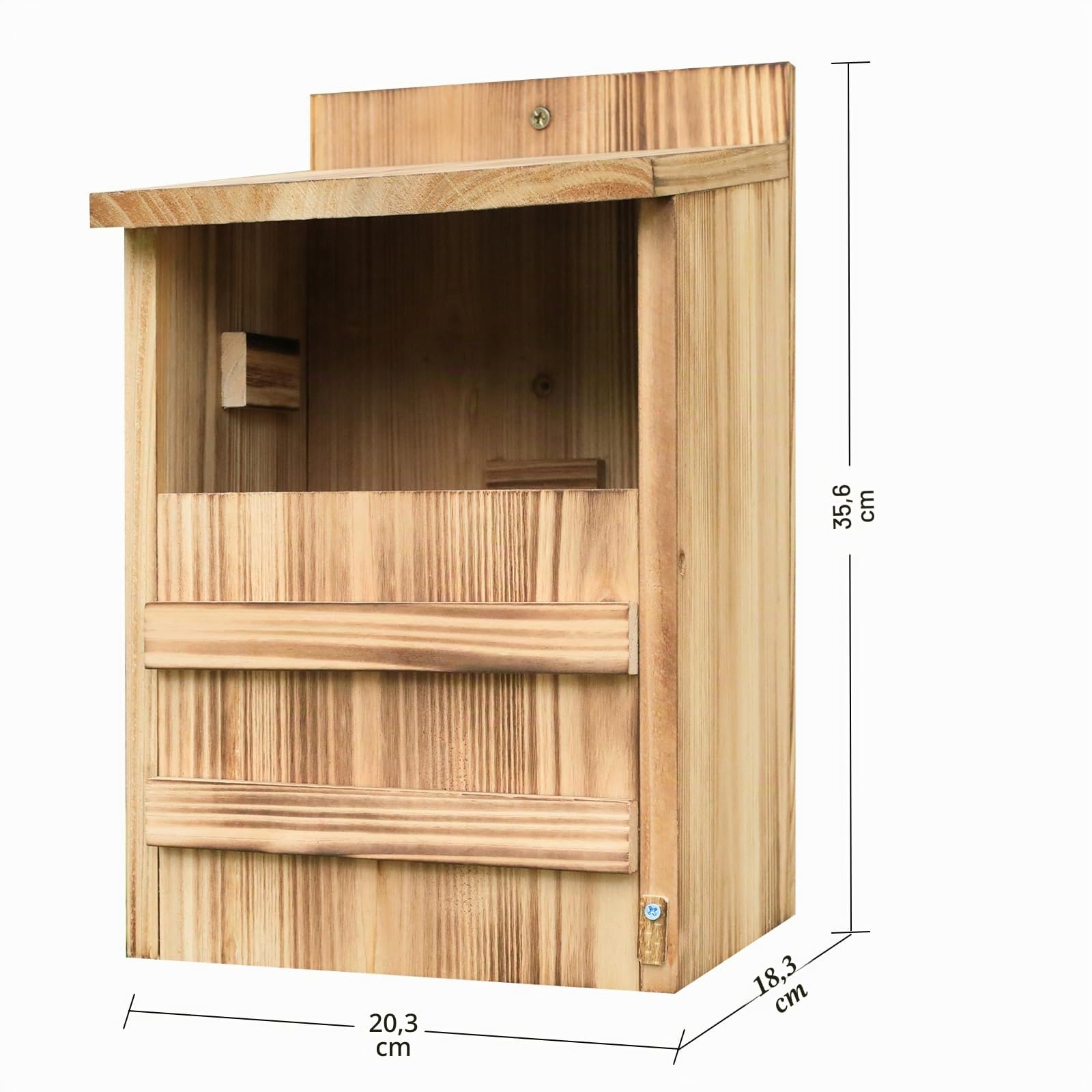 STARSWR Eulenhaus für den Außenbereich, kreischender Nistkasten, Säge, Wetzkasten, großes Vogelhaus für draußen, großes Holz, rechteckige Öffnung, Vogelbox