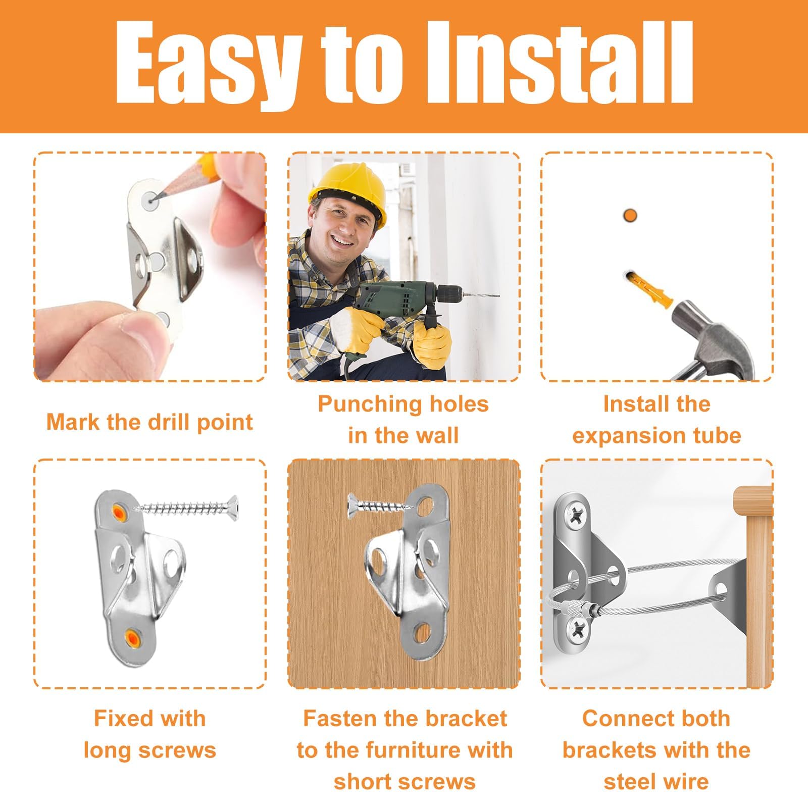 Cinghie Di Sicurezza Per Mobili - 10 Confezioni, Acciaio, Antiribaltamento Per Bambini - Foto 2