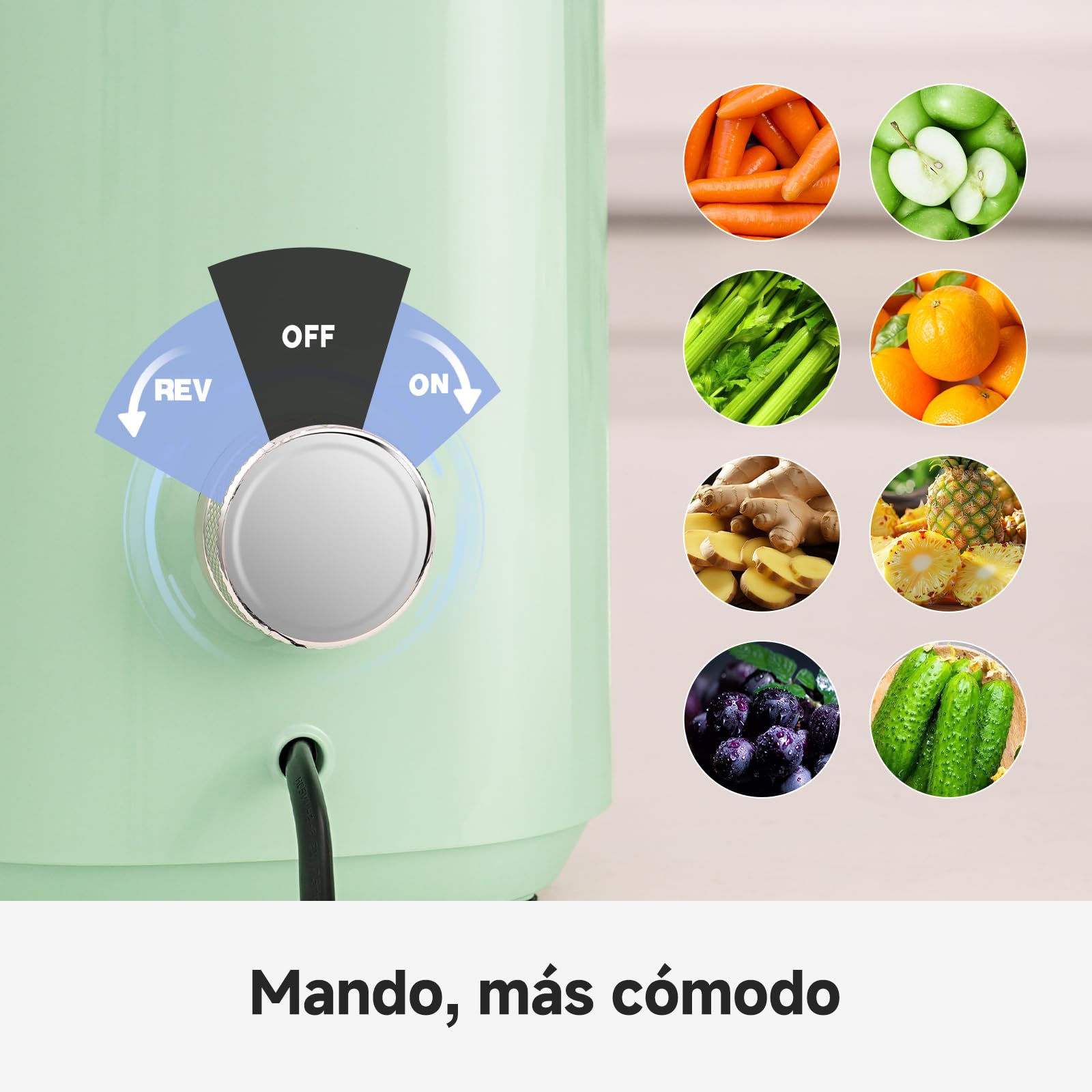 AMZCHEF Extractor de jugo automático con manos libres, apertura de 135 mm y capacidad de 1,8 L, extractor de zumo de frutas y verduras enteras, extractor de jugo lento de 250 W con triple filtro-Verde