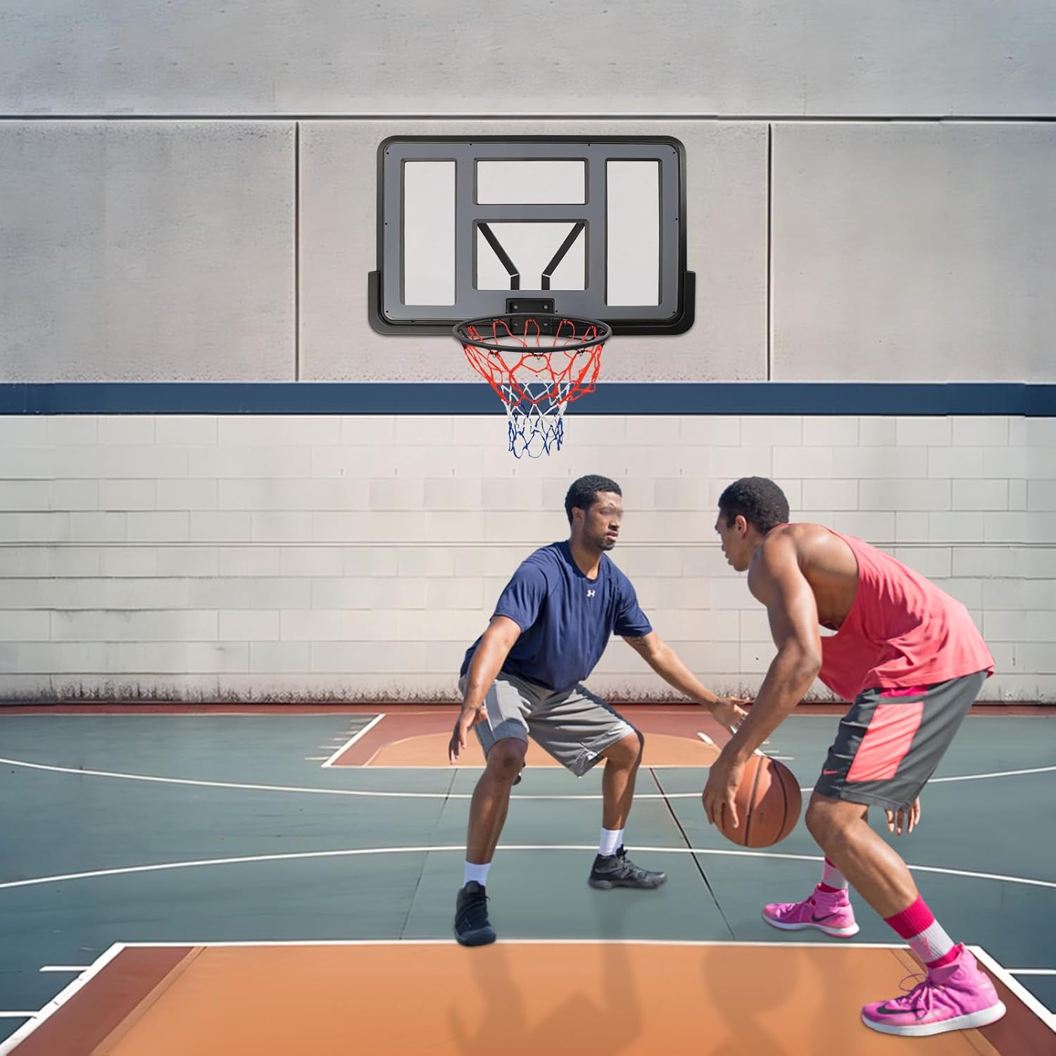 Wall-Mounted Basketball Hoop Kit - Shatterproof Backboard & Rim Combo, Indoor/Outdoor Portable Goal for Gym, Garage & School Use, Ages