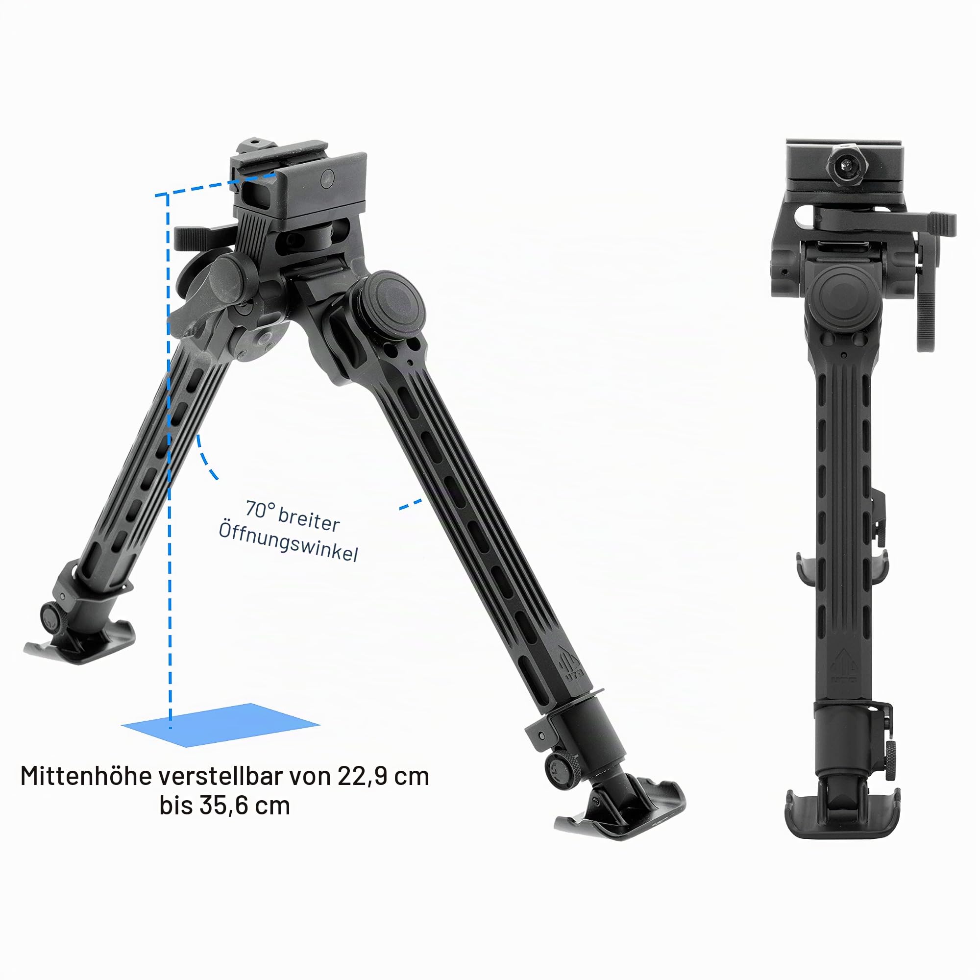 UTG Big Bore Doppelstativ, 22,9-35,6 cm Mittelhöhe, Schwarz