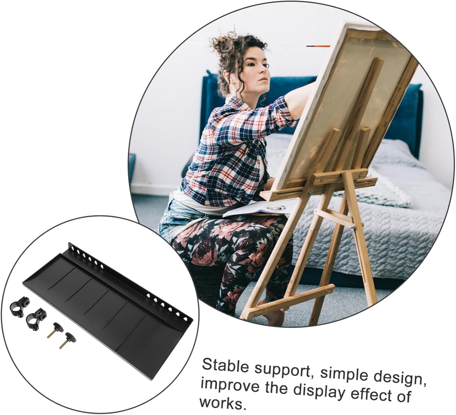 Detachable Professional Easel Tray Attachment for Artists Lightweight Paintbrush Holder Raised Edges Convenient Storage for Painting Tools and Accessories
