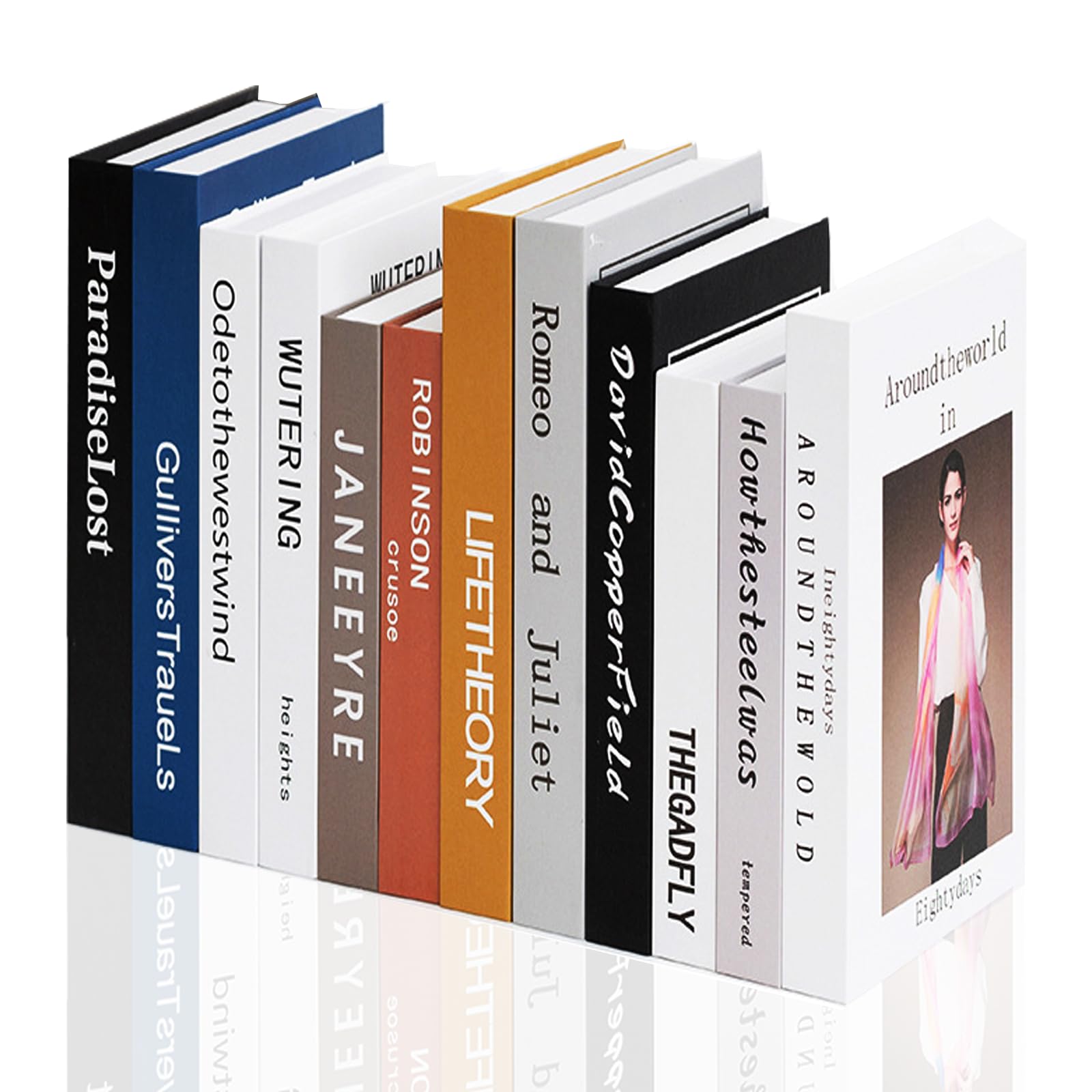 UNIFACE 12 Pcs Decorative Books for Home, Modern Fashion Fake Books for Decoration, Decoration Bookshelf Coffee Table Books for Display in Office Rustic Home Decor, Farmhouse Decor