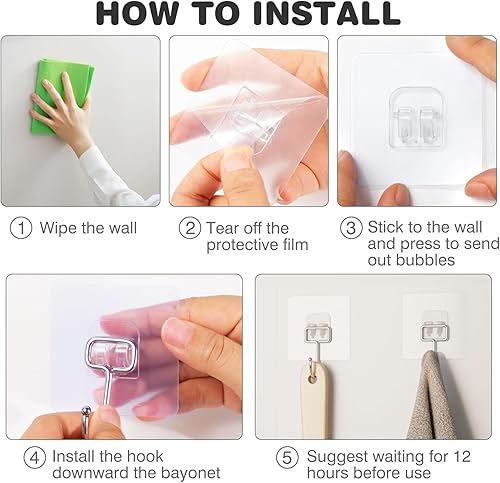 Miniatura 3 de Ninth Five Paquete de 18 ganchos adhesivos grandes, 33 libras, ganchos para colgar en la pared del techo, ganchos de acero inoxidable para toallas y