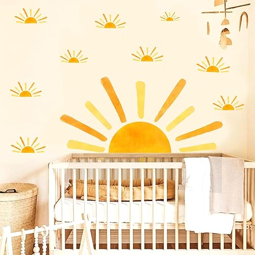 Miniatura 10 de Calcomanía de pared de sol, acuarela, amanecer, despegar y pegar, decoración de habitación de bebé, cuarto de bebé, decoración de arco iris de
