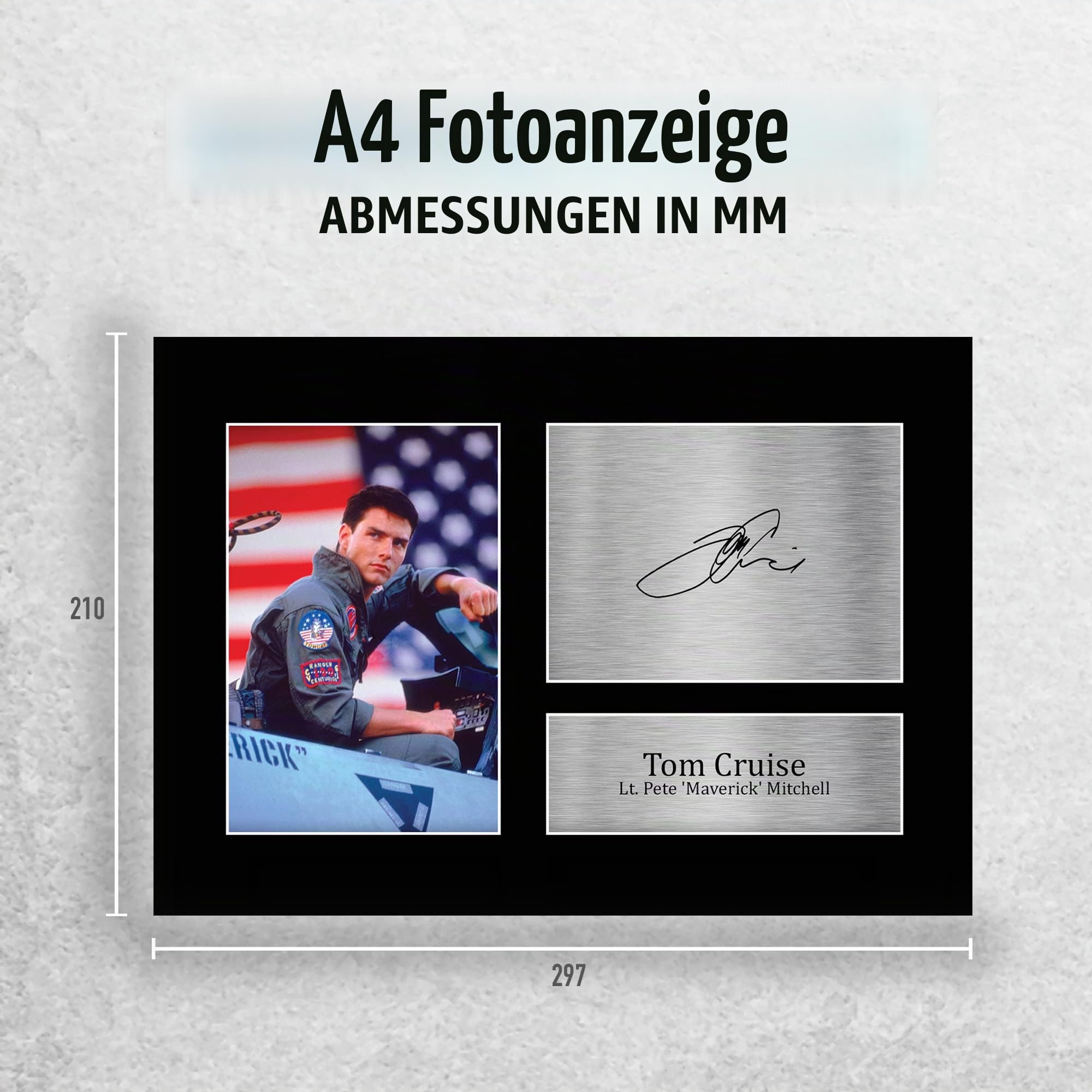 HWC Trading A4 Tom Cruise Top Gun Maverick Geschenke Geducktes Signiertes Autogramm Foto für Fans von Film Memorabilien - A4