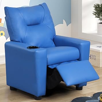 أطفال Recliner مع حامل الكأس والذراعين، طفل صغير Recliner للأطفال الذين تتراوح أعمارهم بين 3+، PVC النسيج رغوة لينة التعبئة الأزرق