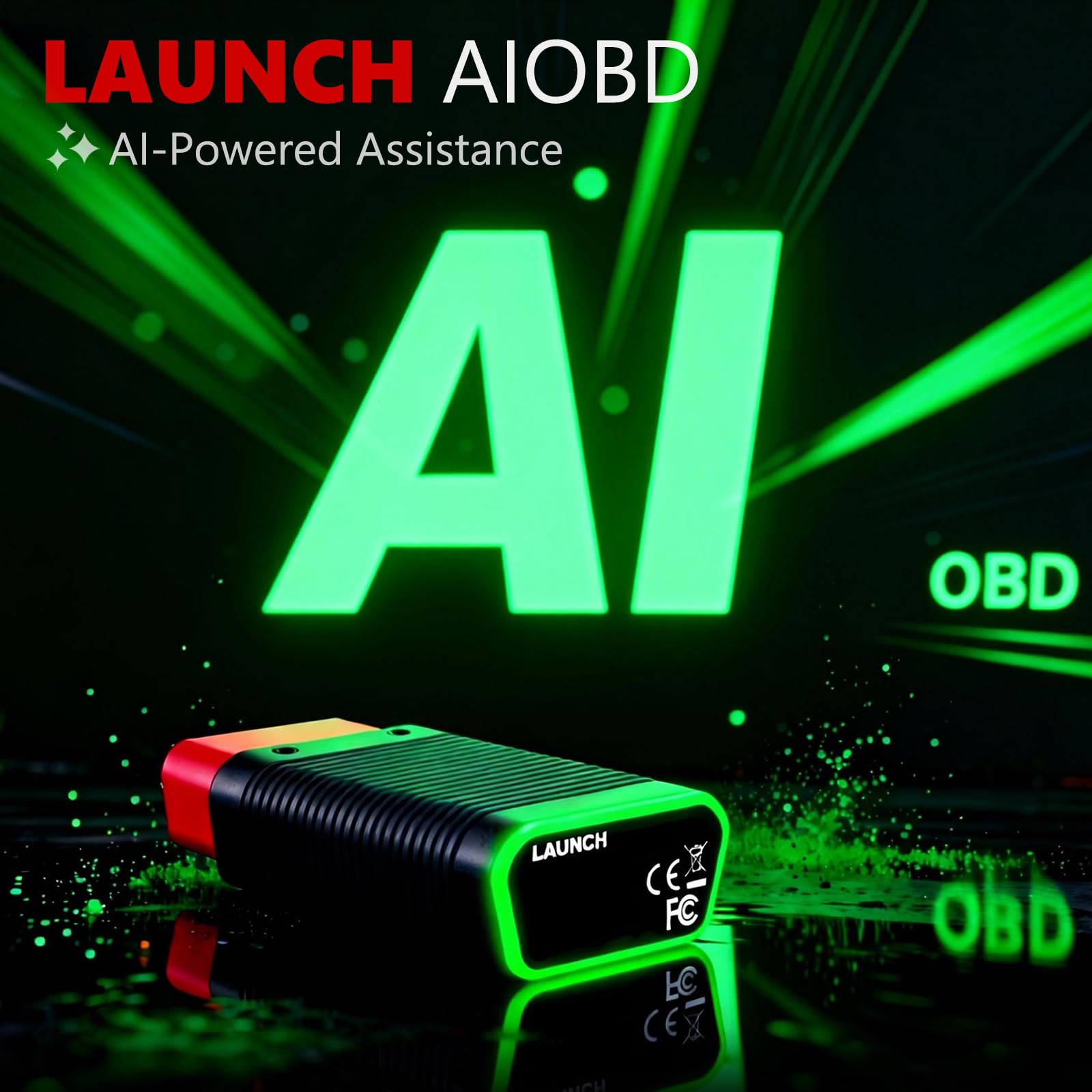 LAUNCH AIOBD Escáner OBD2 Bluetooth con IA, Herramienta de Diagnóstico Asistida por IA para Todos los Sistemas, Lector de Códigos de Falla OBD-II Compatible con iOS/iPhone y Android