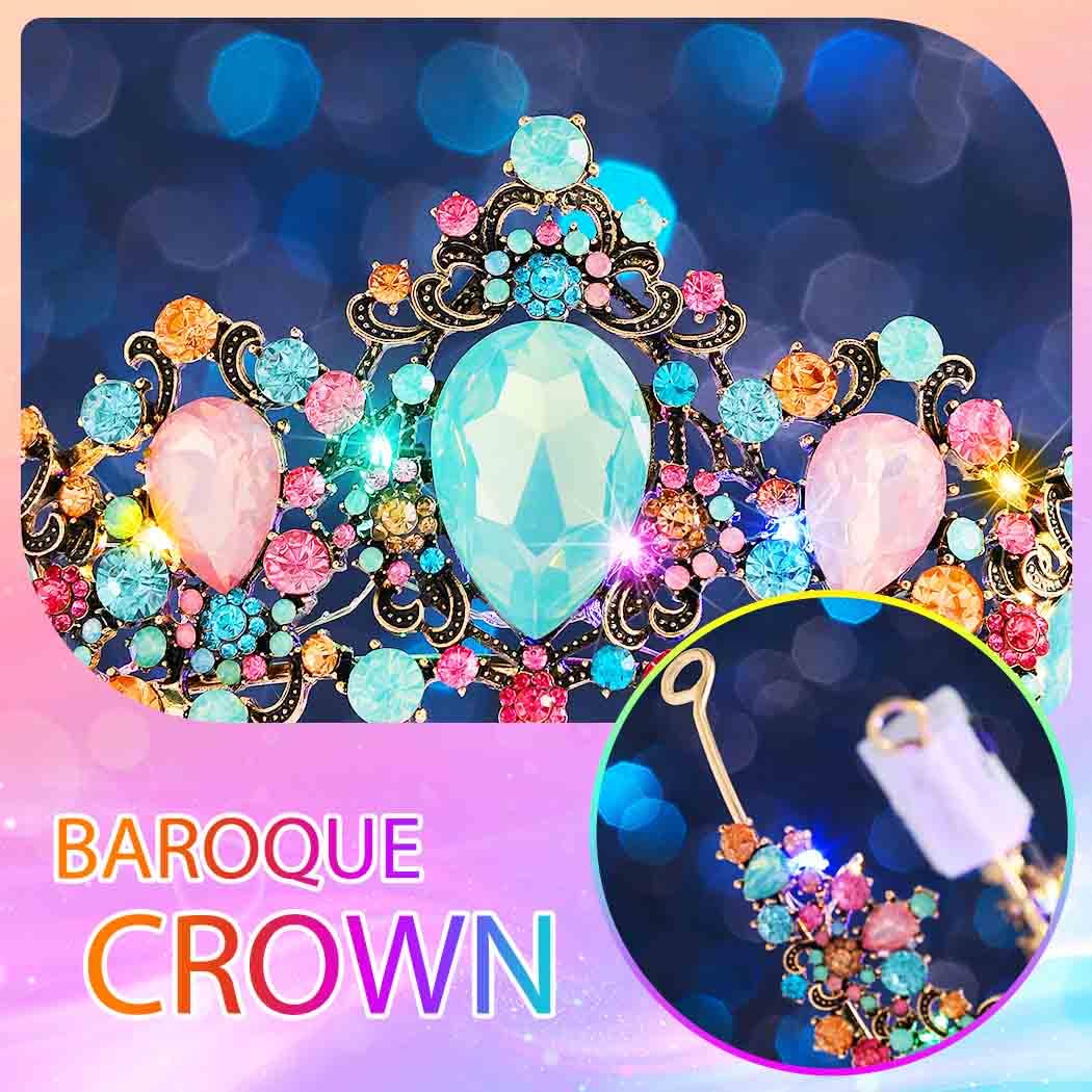 Yean Light Up Baroque Crown Rhinestone Tiara Led Queen Crowns for Women (Multicolored, One Size) - Image 5