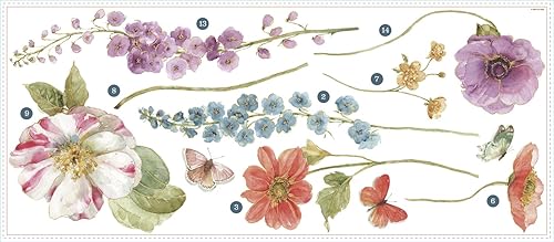 Miniatura 5 de RoomMates RMK3261GM Lisa Audit Calcomanías de pared gigantes de flores de jardín para despegar y pegar