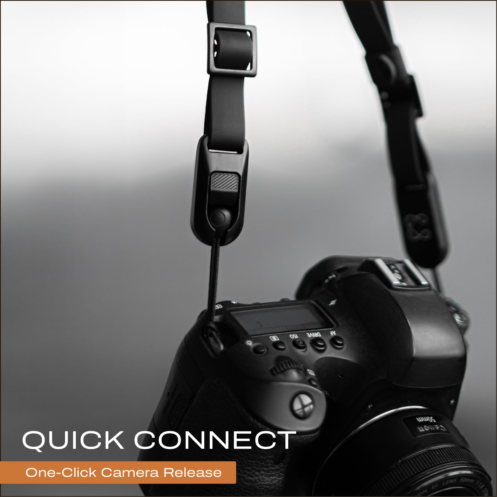 C Coiro Tracolla per fotocamera in pelle imbottita con sgancio rapido, configurabile come tracolla, tracolla regolabile per fotocamera DSLR SLR per fotografi, nero