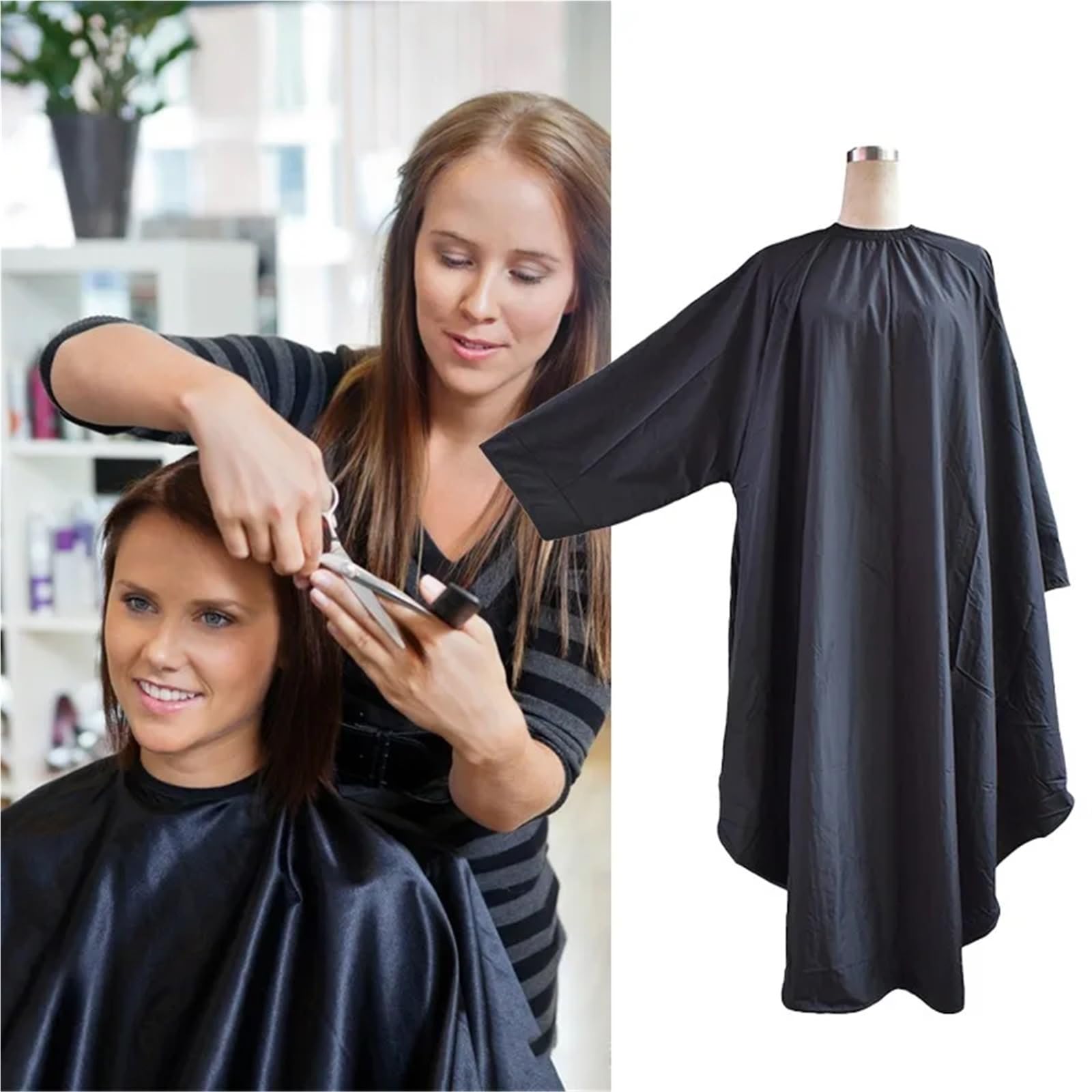 Delantal con mangas for barbería, paño for corte de pelo, capa for, bata peluquería, accesorio salón, 3 uds Para Peinado Cortes