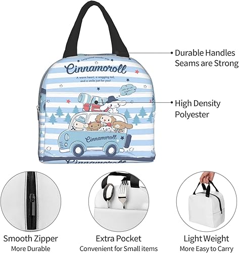 Miniatura 4 de Bonita lonchera de gran capacidad aislada Bento para mujer, 8.5 x 8 x 5 pulgadas