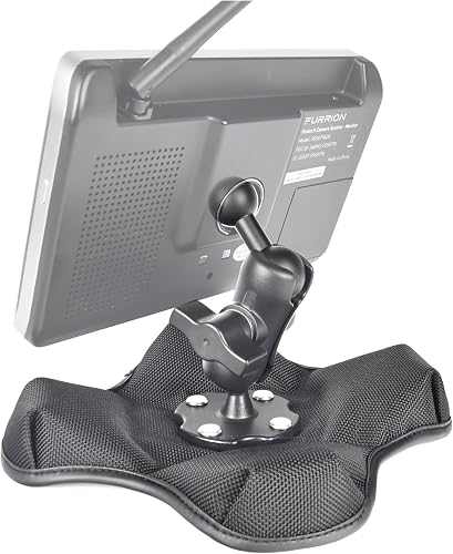 VAUBORTTI for Furrion 5″ & 7″ Camera Monitor Mount, RV Beanbag Dashboard Holder with 1" Ball Adjustable Aluminum Arm, Anti-Slip Base, No Drill Mount for Truck Trailer Backup Systems