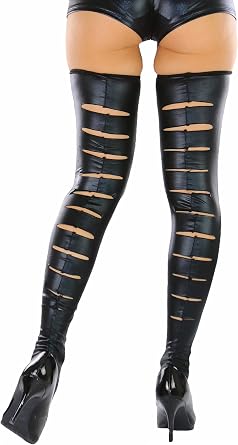 ToBeInStyle Womens Shiny Leather Like Wet Look Lace Up Thigh High