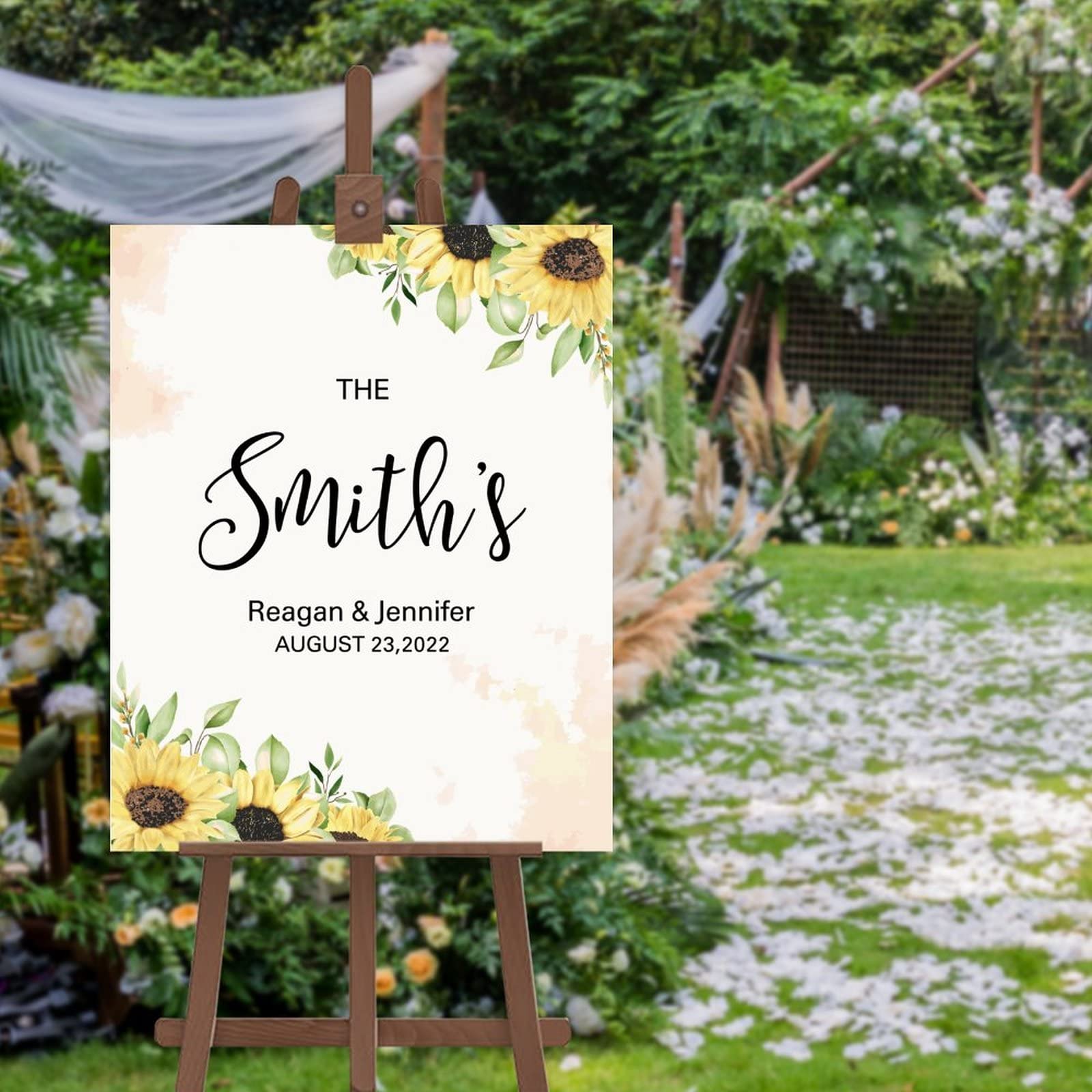 Panneau de bienvenue mariage minimaliste haut de gamme imprimé fleurs 50,8x76,2 cm