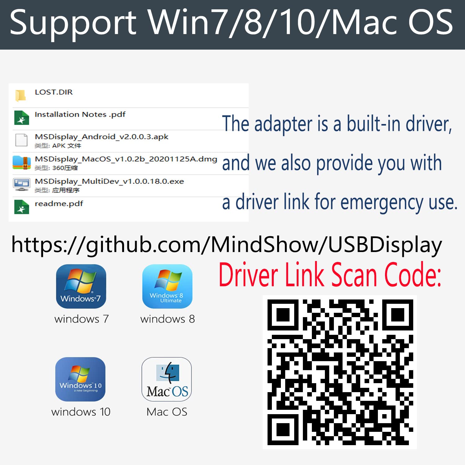 Adattatore da USB a HDMI, USB 3.0/2.0 a HDMI Audio Video Adapter HD 1080P Video Video Cavo Convertitore per PC, Laptop HDTV TV compatibile con Windows 7/8/10/XP