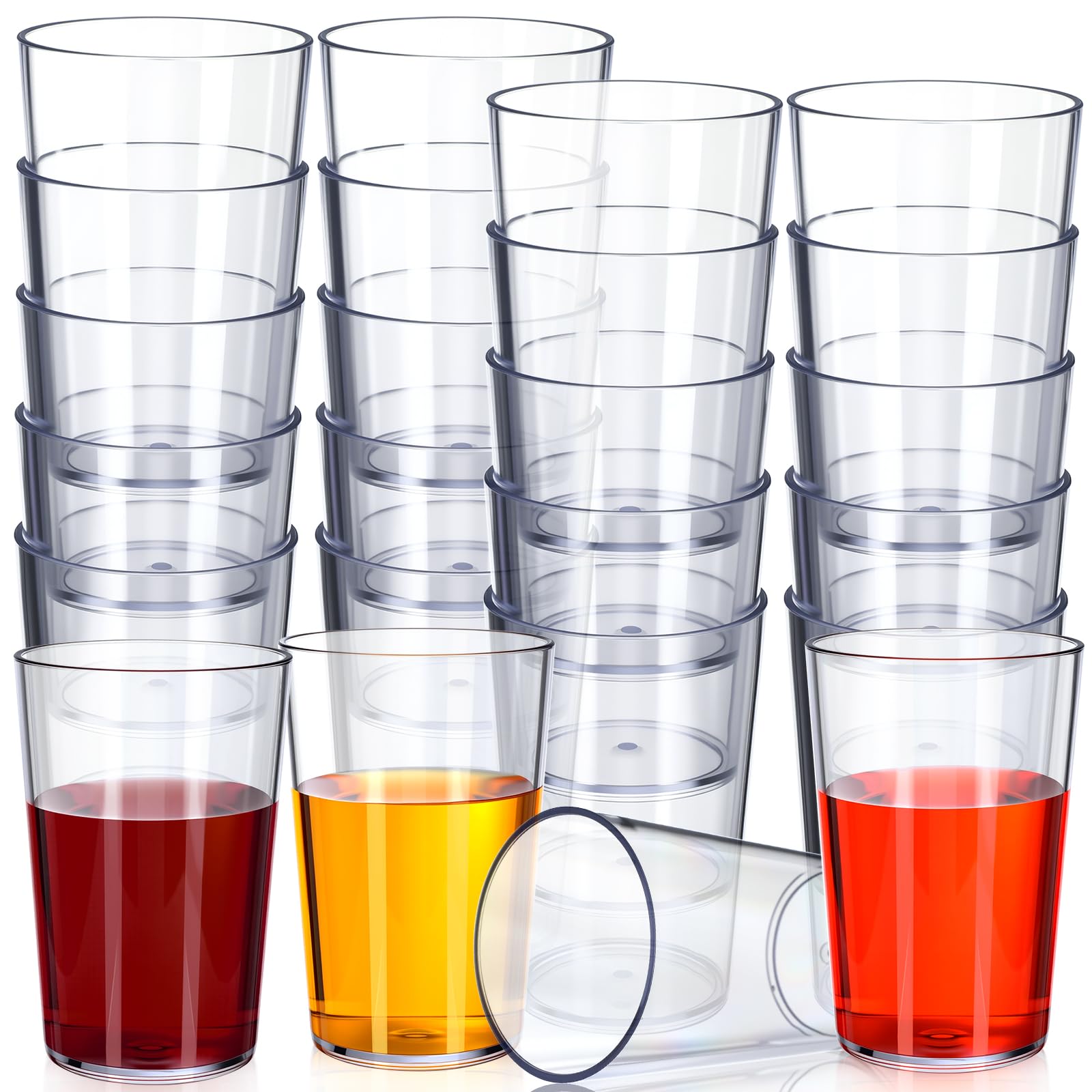 Photo 1 of Meanplan 48 Pack Plastic Reusable Drinking Glasses Restaurant Grade 8 oz Plastic Cups Unbreakable Stackable Drink Tumblers Water Cup for Kitchen Cafe Wedding Birthday Party Supplies (Clear)