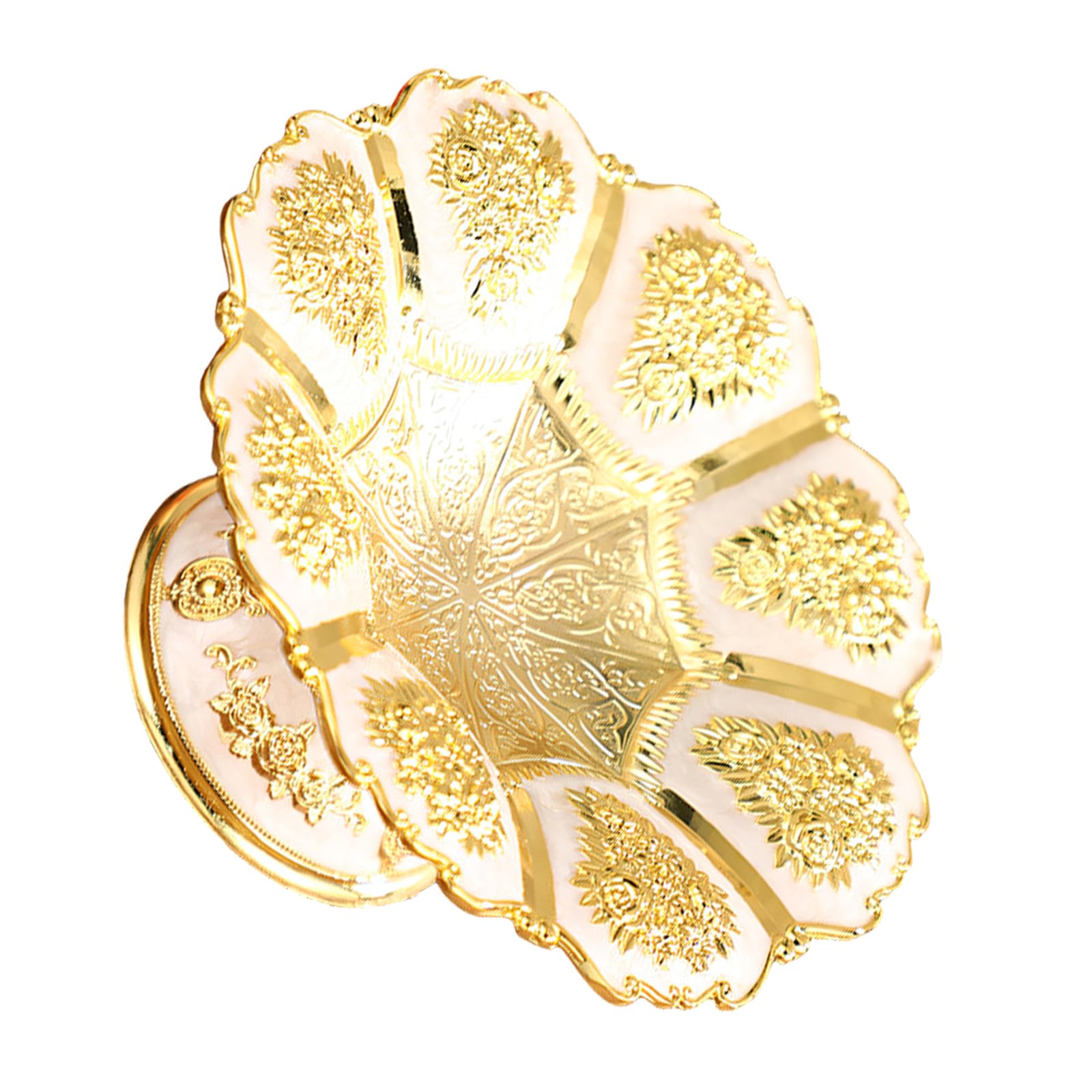 Ekoama Elegant European Charm Metal Fruit Bowl With Intricated Pattern Detail For Dining Table Decoration And Snacks Serving