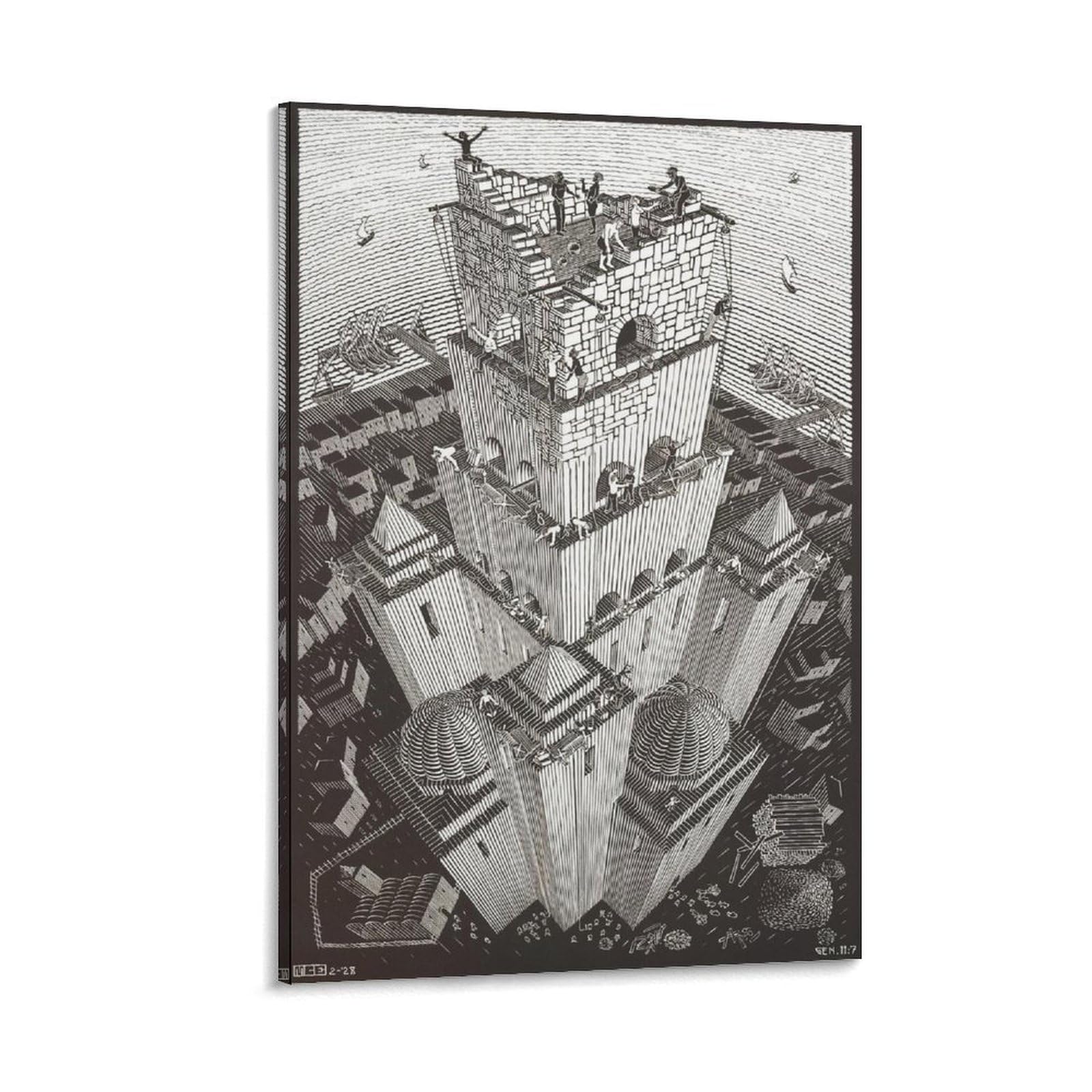 M.C. Escher of Babel Wall Art Poster Canvas Poster Wall Art Picture Prints Hanging Photo Decor Home Posters Artworks 12x18inch(30x45cm)