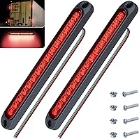 ecocstm 2-Pack 10-Inch 15-LED Red Trailer Tail Light Bars - IP67 Waterproof Brake Lights for Golf Carts, Boats, Trucks, RVs, UTVs, ATVs