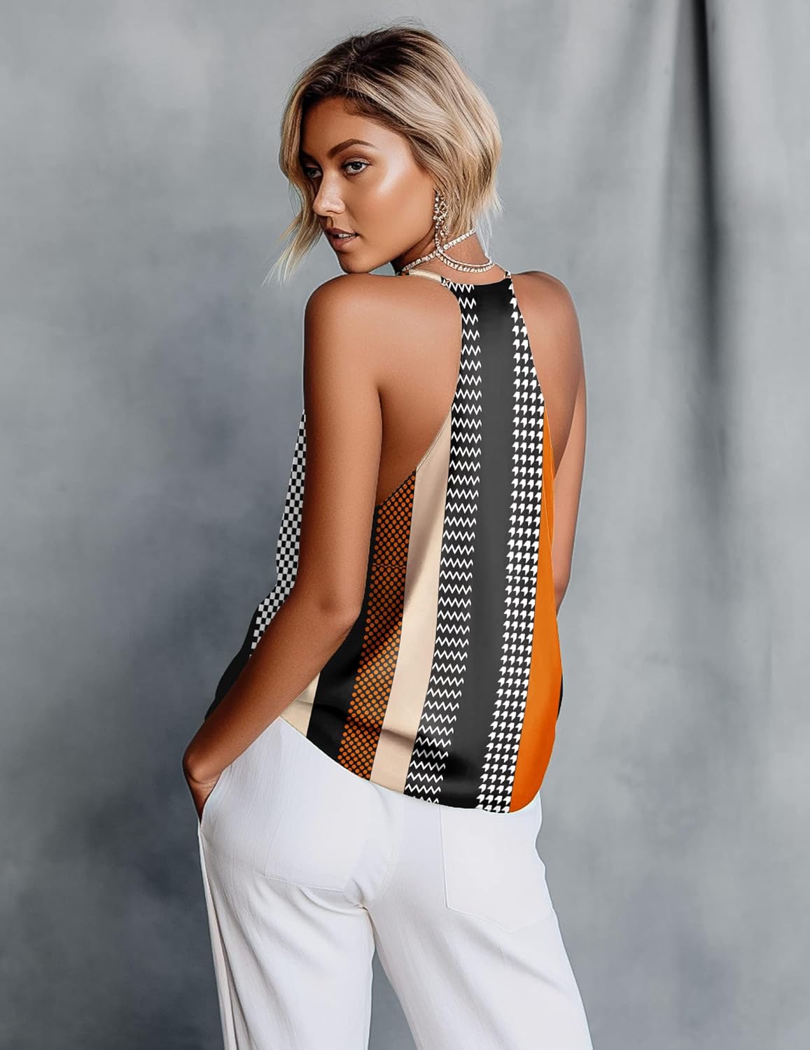 Ekouaer Women's Silk Satin Camisole Tank Tops V Neck Sleeveless Spaghetti Straps Blouse Casual Racerback Shirt - Image 5