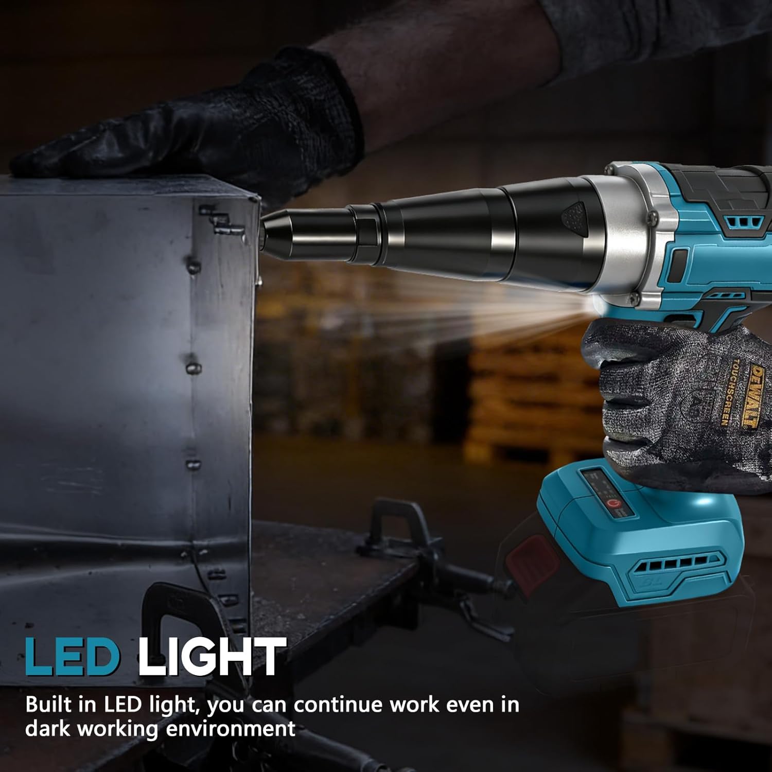 Cordless Rivet Gun Compatible with Makita 18V Battery, 12000N Pulling Force, Brushless Pop Rivet Gun for Aluminum and Steel Rivets 1/8", 5/32", 3/16",for Heavy-Duty Riveting, Metal(no Battery)