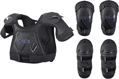 O'Neal Protector de pecho para niños, codos y rodilleras, combo de protección para motocross todoterreno (pecho XSS, ELB SM, OS) negro, pecho XSS,