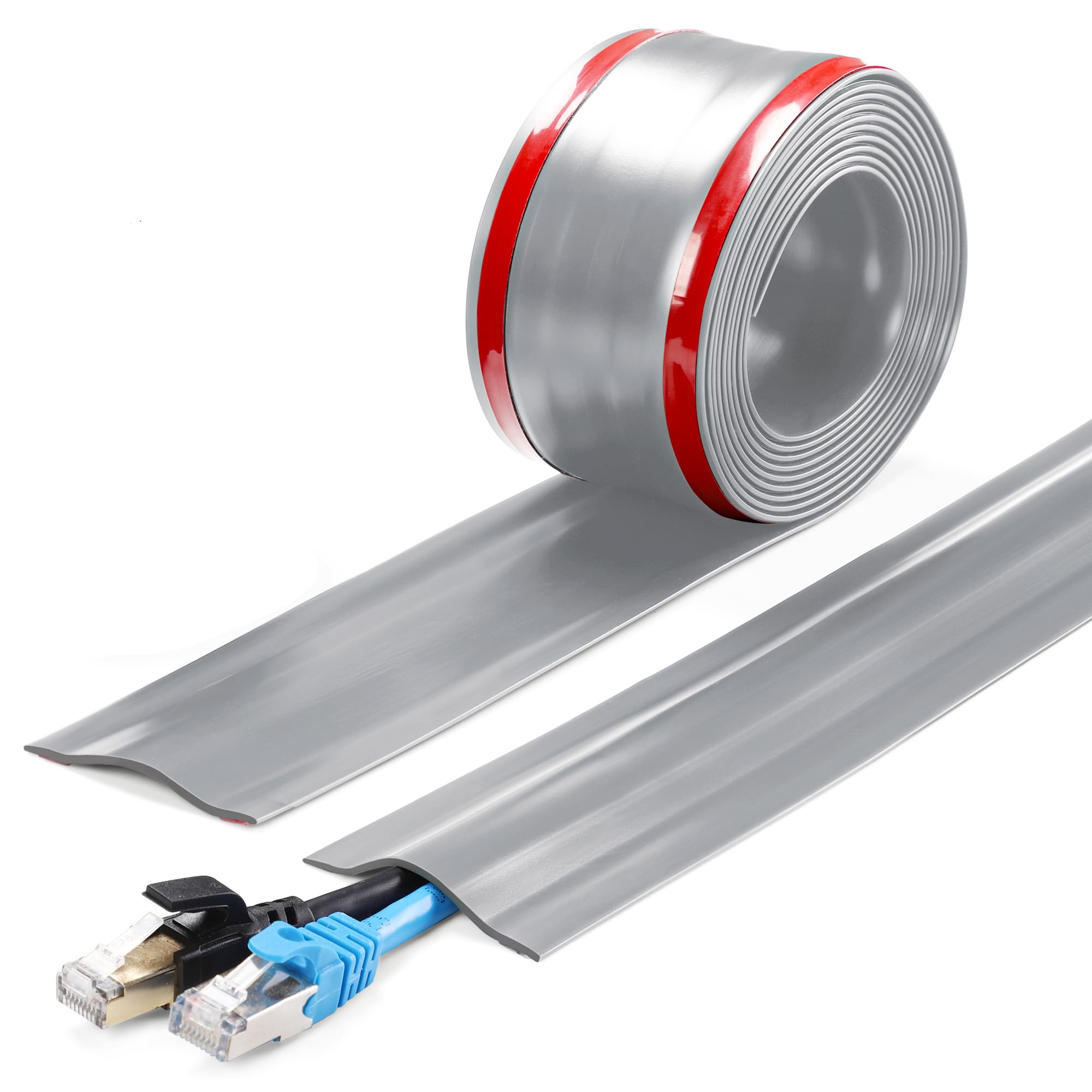 ZhiYo 6ft Cord Cover for Wires on Floors or Walls, 2.2in Wide, Grey