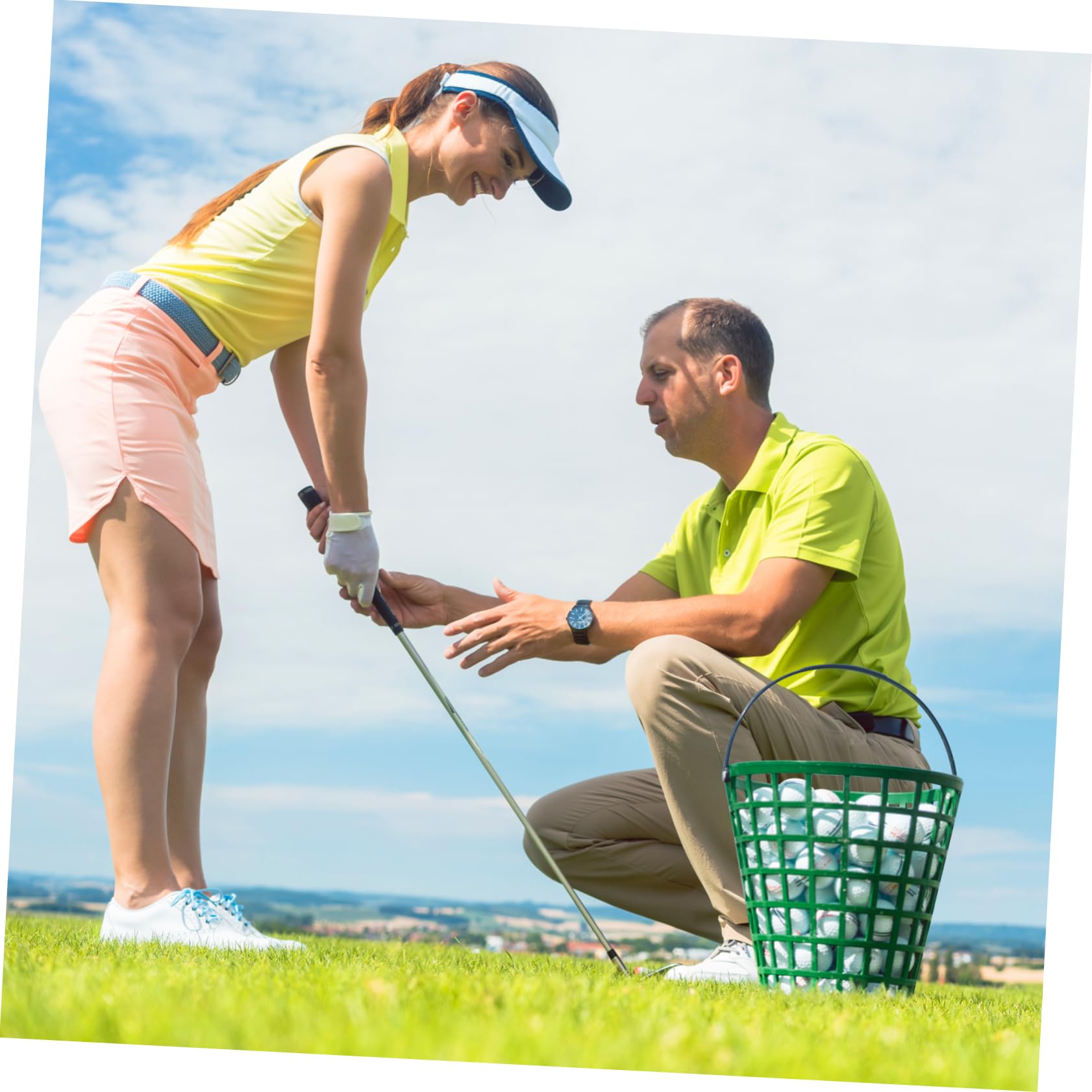 SUPVOX Cesta para Bolas de Golf con Asa Capacidad para Bolas Cubo Apilable Resistente para Exterior y Clubes
