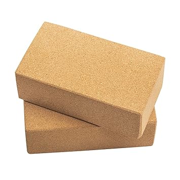 Kavi Cork Yoga Block, Set of 2, High Density, Non-Slippery, Light Weight, Odour-Resistant and Moisture Proof, Size 9 x 5 x 3 in