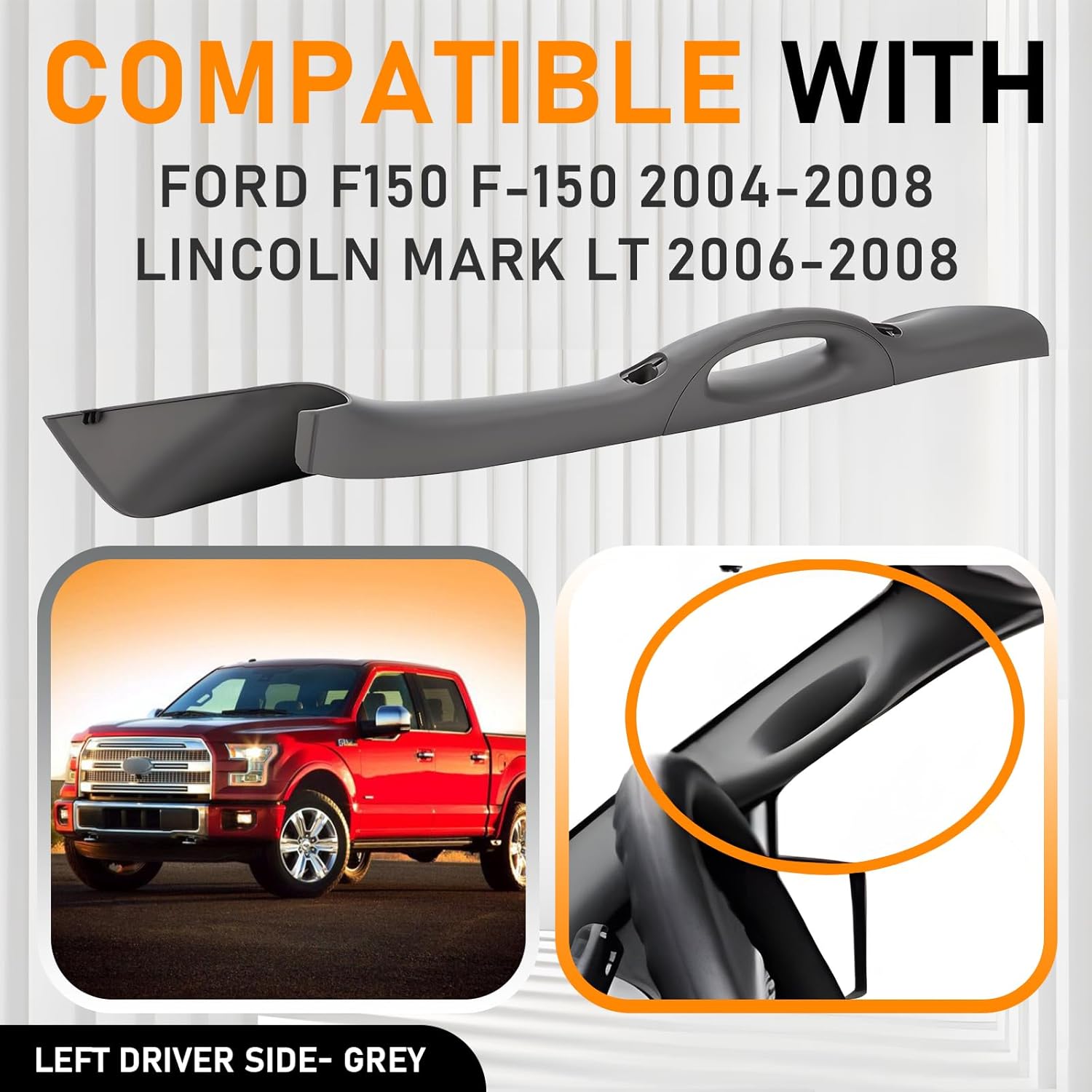 A Pillar Interior Trim Handle Left Driver Side Compatible with Ford F150 F-150 2004-2008 Lincoln Mark LT 2006-2008 A Pillar Grab Handle Assist Panel 4L3Z-1503599-AAB (Left Driver Side Gray)