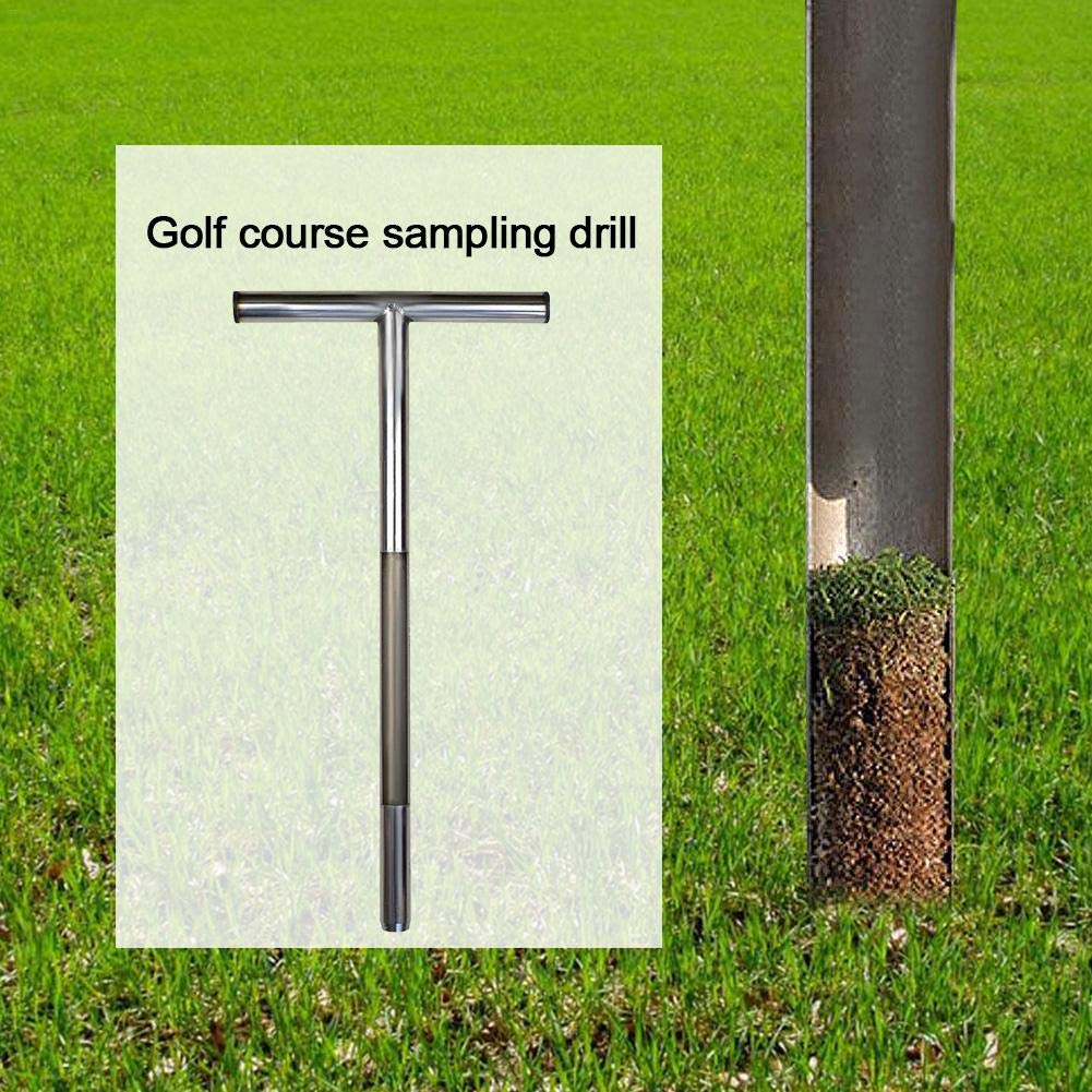 Bodenproben-Sonde aus Edelstahl, röhrenförmig, T-förmiger Griff Earth Turf Lawn Maintenance Tool für Golfplätze, Golfzubehör, Garten, Bauernhof, Rasen, drinnen und draußen