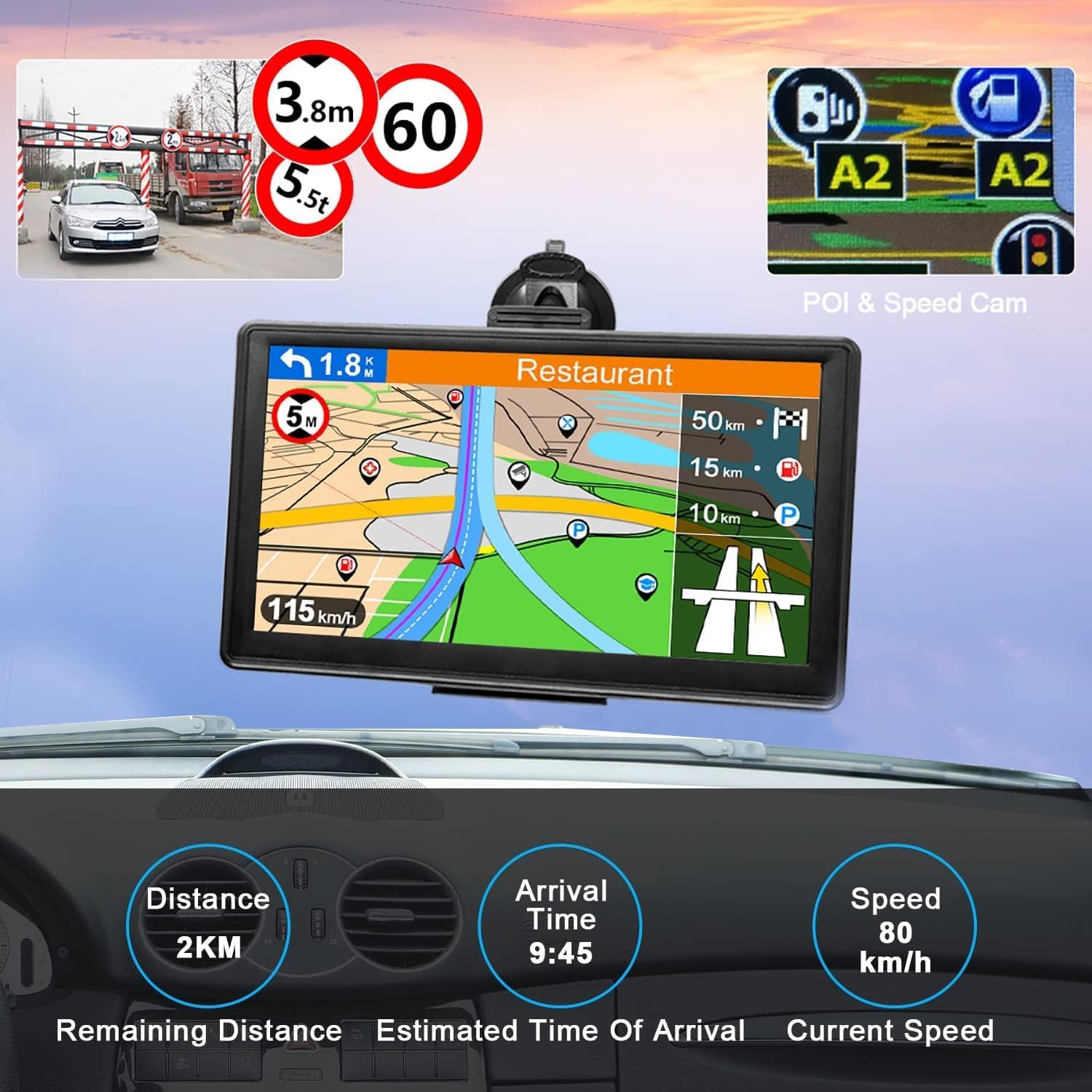 GPS Navigator for Car with Latest 2026 Map Free Update, 7" Car GPS Navigation System for Truck Commercial Drivers, with Voice Turn Guidance, Red Light Speedcam Warning, POI/Zip Search, 7 Vehicles, FM 3 71f55C0ACBL. AC SL1500