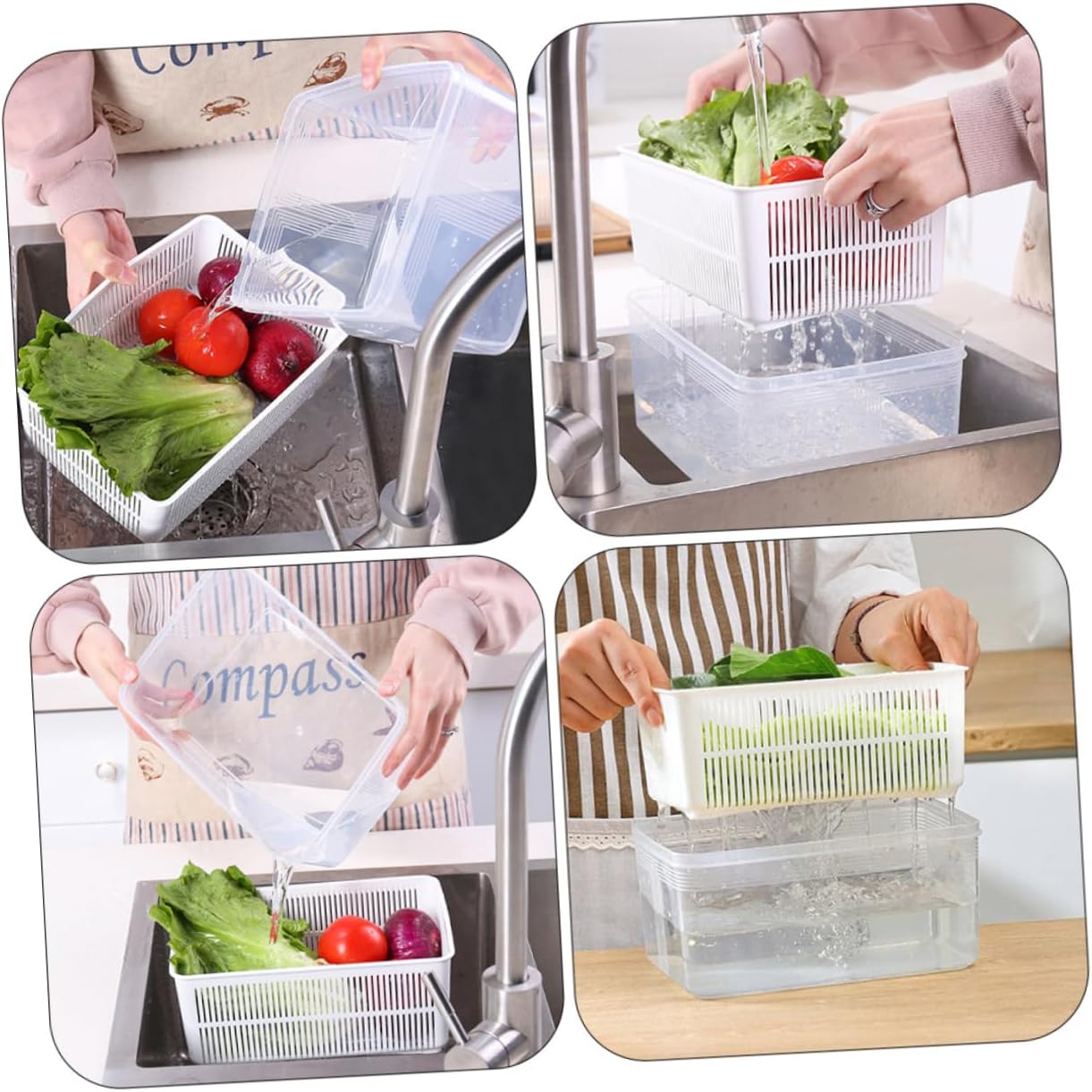 1pc Kitchen Tools Strainer Double Layer Drainer Basket for Laundry Dish Rack Material