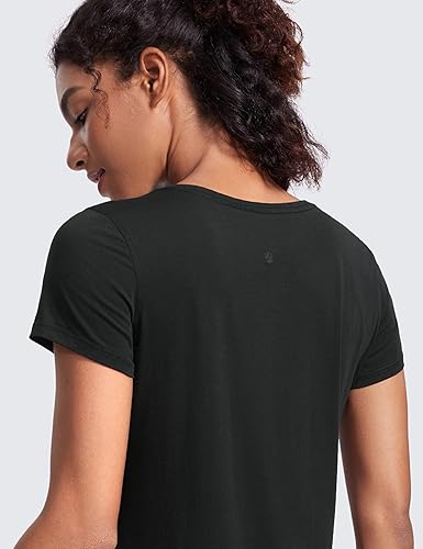 Miniatura 5 de CRZ YOGA, Pima - Camiseta deportiva de manga corta y algodón, para mujer, para practicar yoga y hacer ejercicios