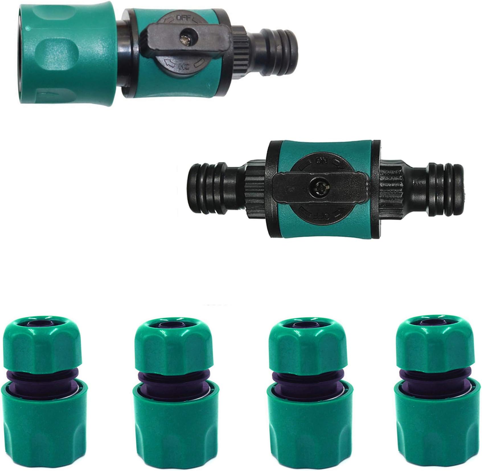 Topways Quick Release in Line Shut Off Valve for Join Garden Hose Pipe Tube, Double Male Connector Valve Extender with Matching Hose End Quick Connectors