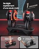 SONGMICS Lot de 2 Haltères Réglables 12 en 1, Kit de Poids 3 à 24 kg - 4