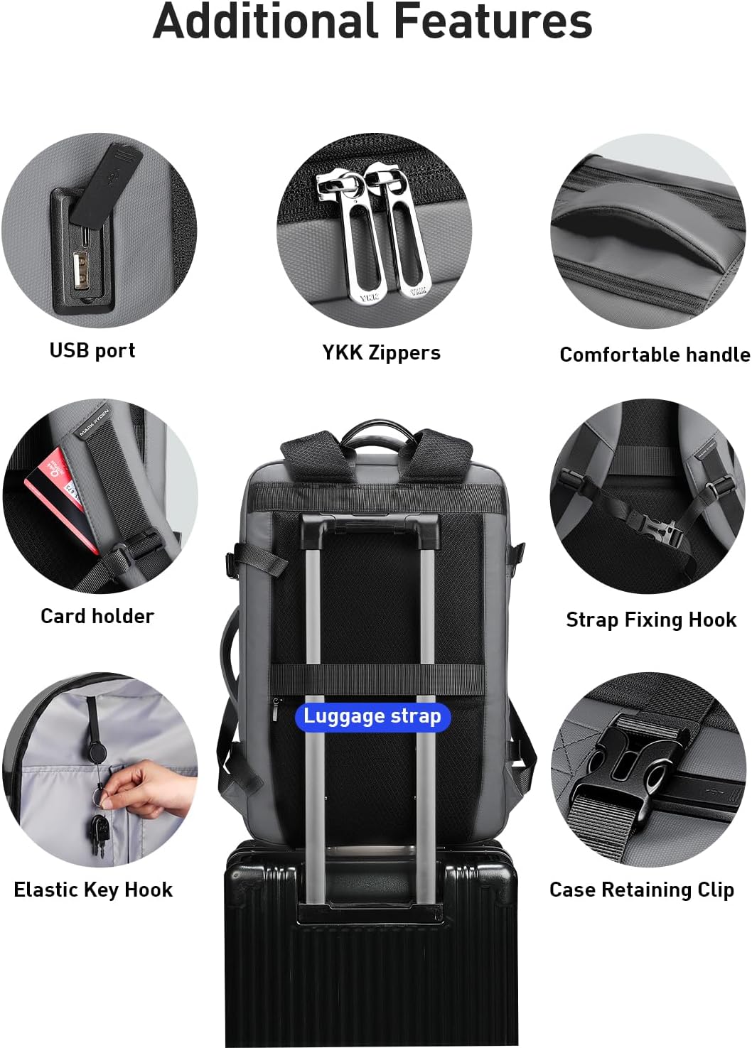 MARK RYDEN Business Backpack for Men, 30L Water Resistant Laptop Backpack with USB Charging Port, Fits 17.3 Inch Notebook, Anti-Theft Travel Backpack for Work, College, Commuting (Standard)